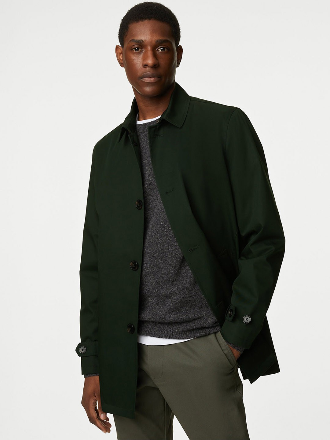 

Marks & Spencer Spread Collar Longline Tailored Jacket, Green