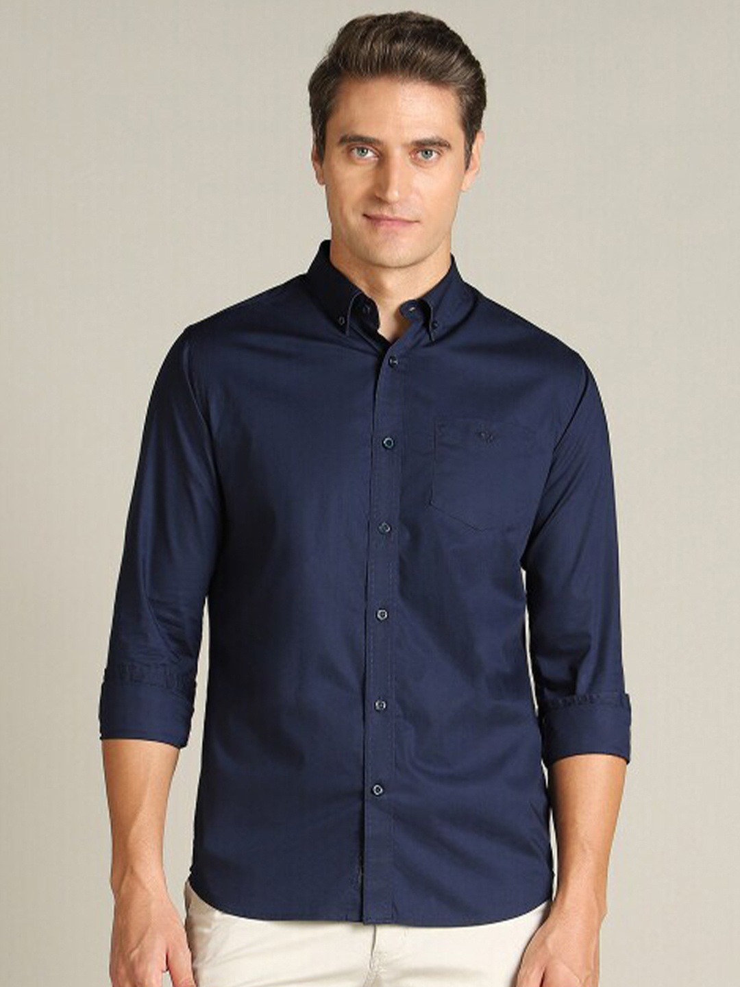 

Dockers Button Down Collar Twill Weave Cotton Casual Shirt, Navy blue