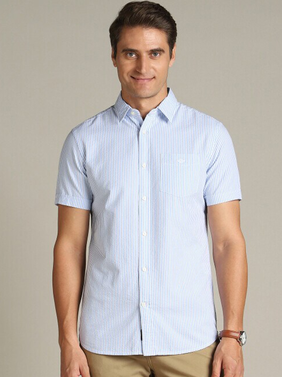 

Dockers Vertical Striped Twill Weave Cotton Casual Shirt, Blue