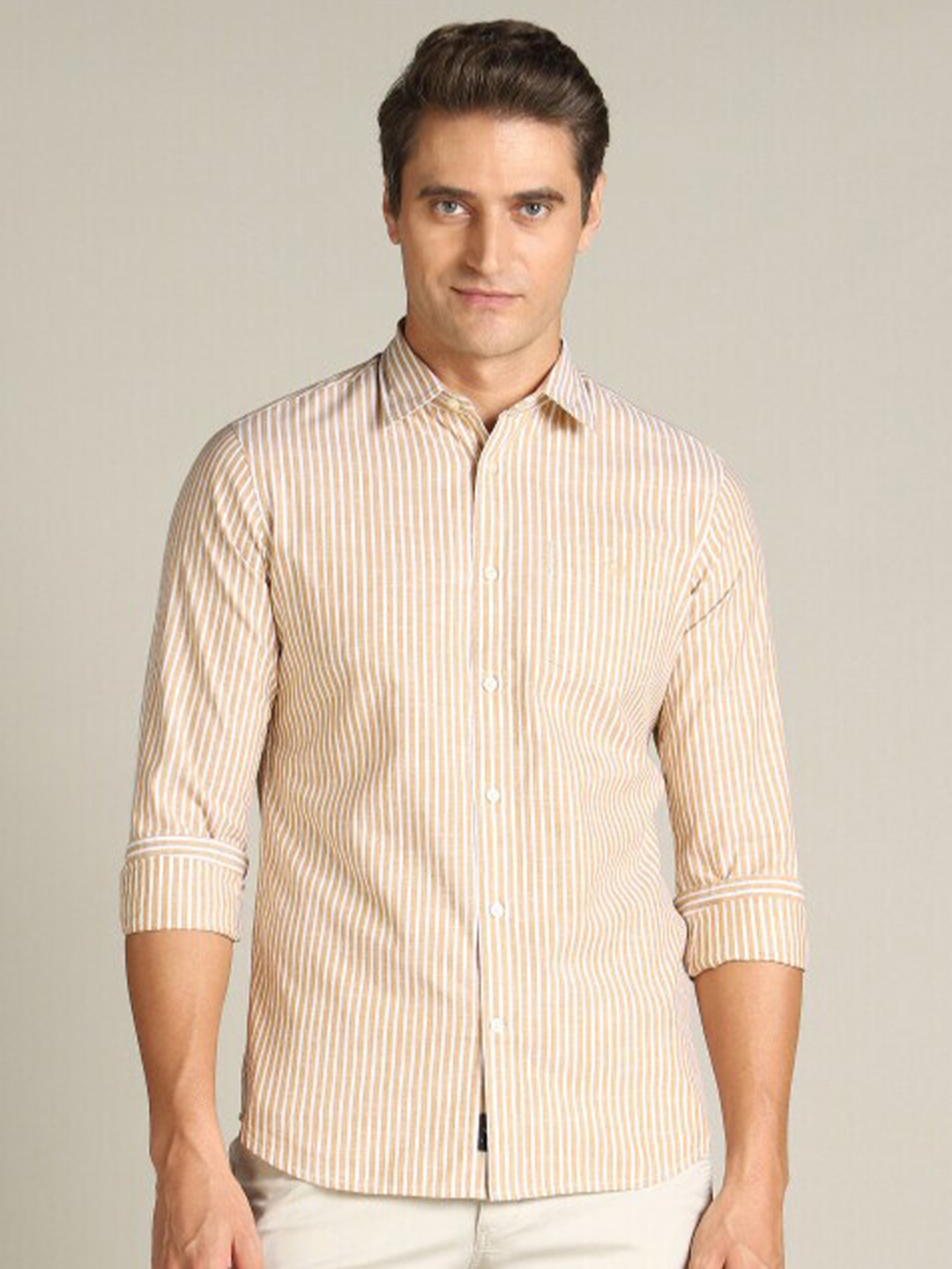 

Dockers Vertical Striped Cotton Casual Shirt, Brown