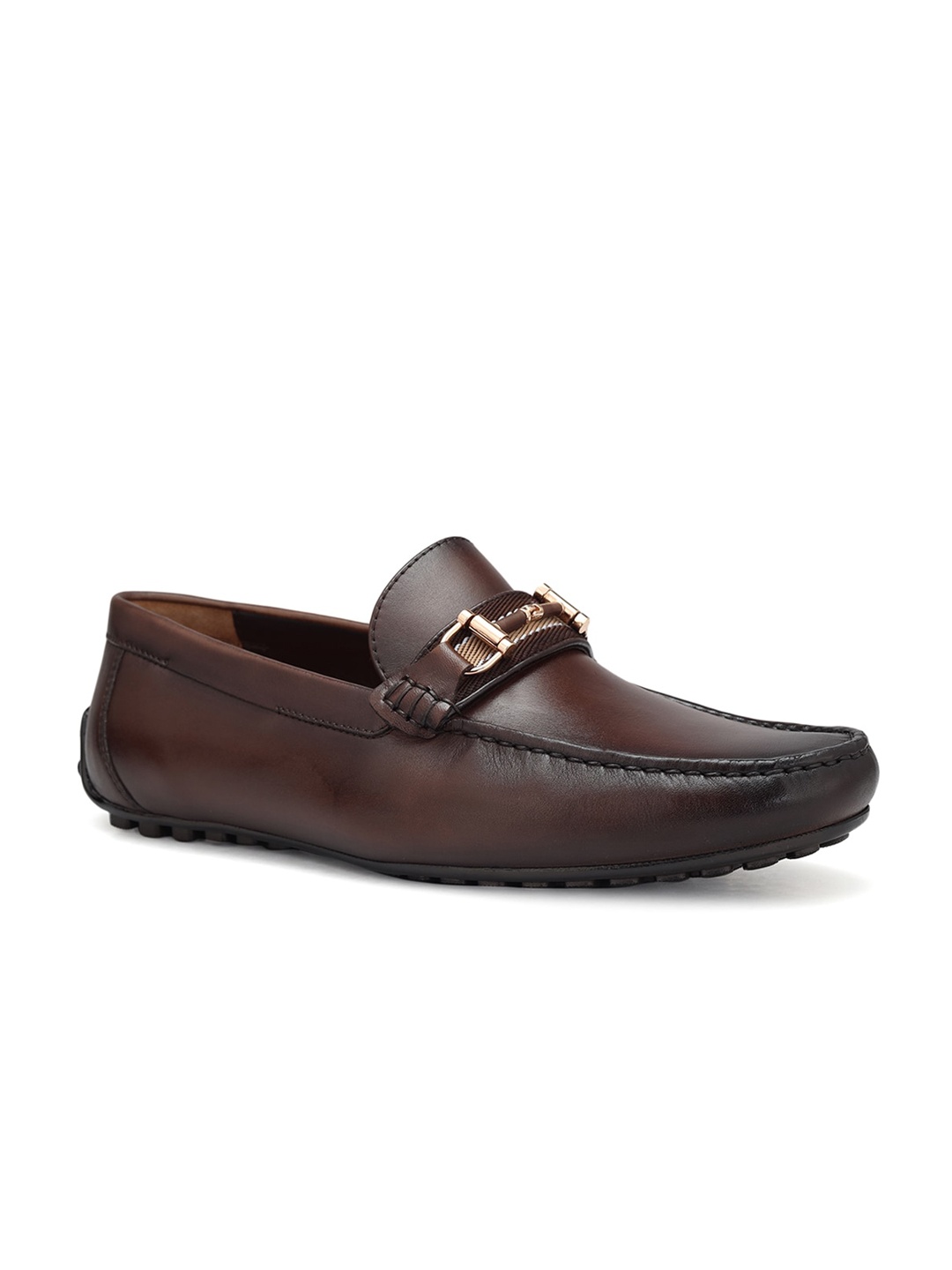 

ROSSO BRUNELLO Men Leather Formal Loafers, Coffee brown