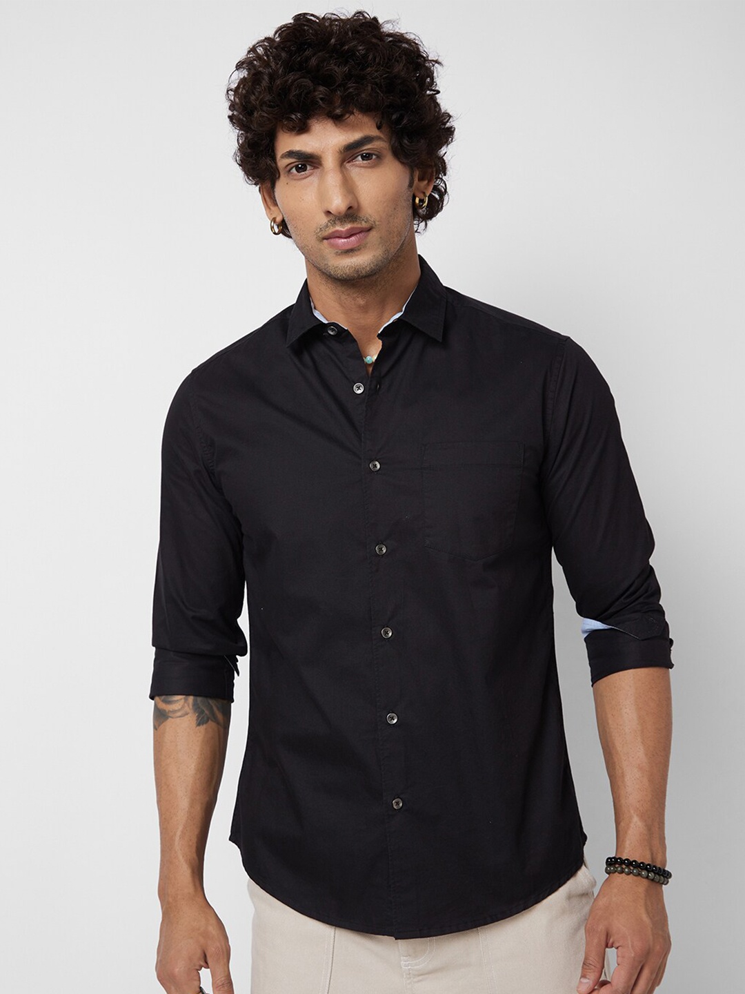 

VASTRADO Classic Slim Fit Cotton Casual Shirt, Black