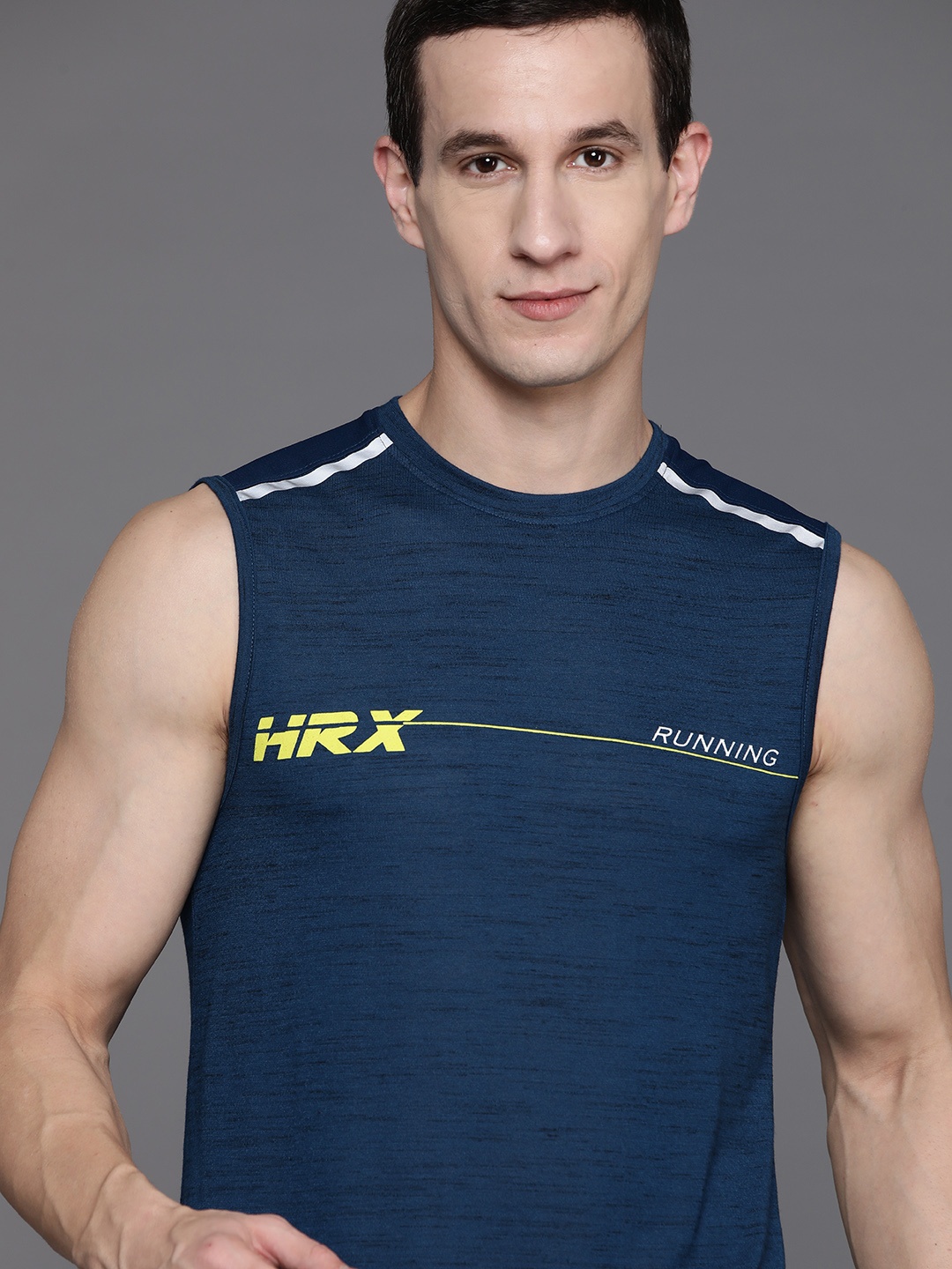 

HRX by Hrithik Roshan Men Typography Printed Running T-shirt, Navy blue
