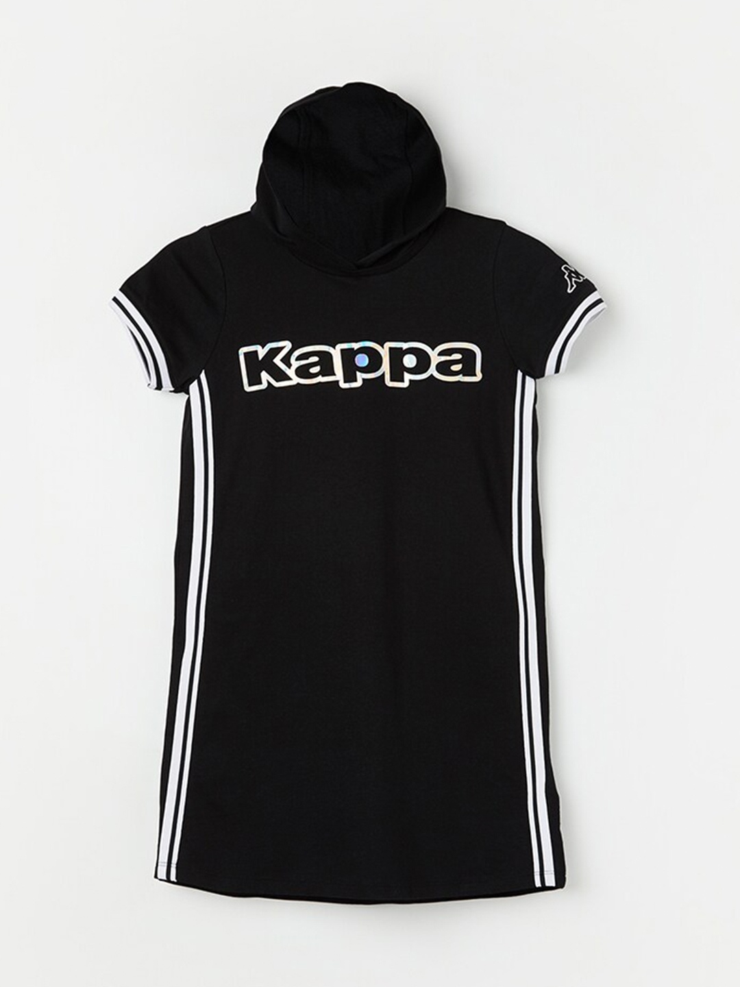 

Kappa Girls Typography Printed Hooded Pure Cotton T-shirt Dress, Black