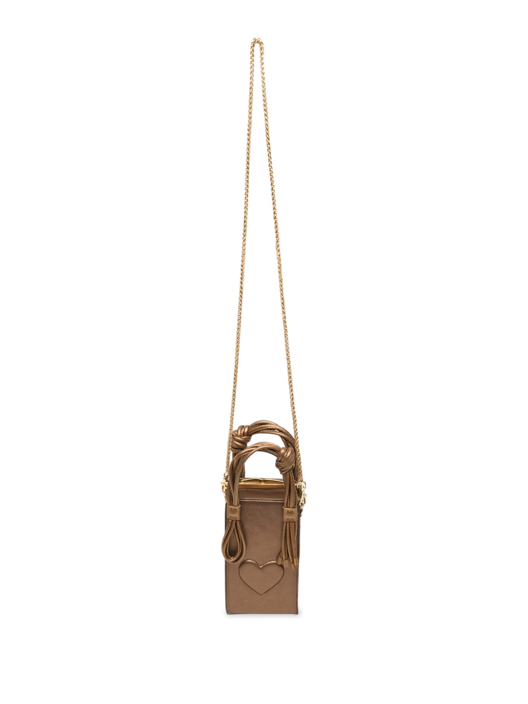 

IMMRI Structured Handheld Bag with Tasselled, Copper