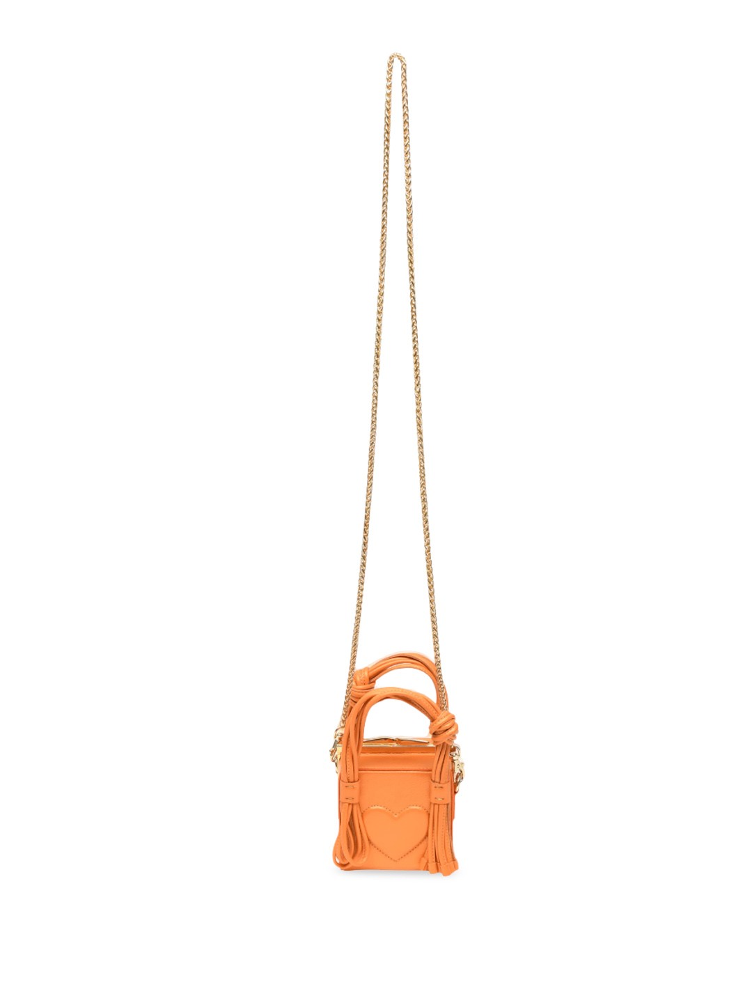 

IMMRI Structured Handheld Bag with Tasselled, Orange