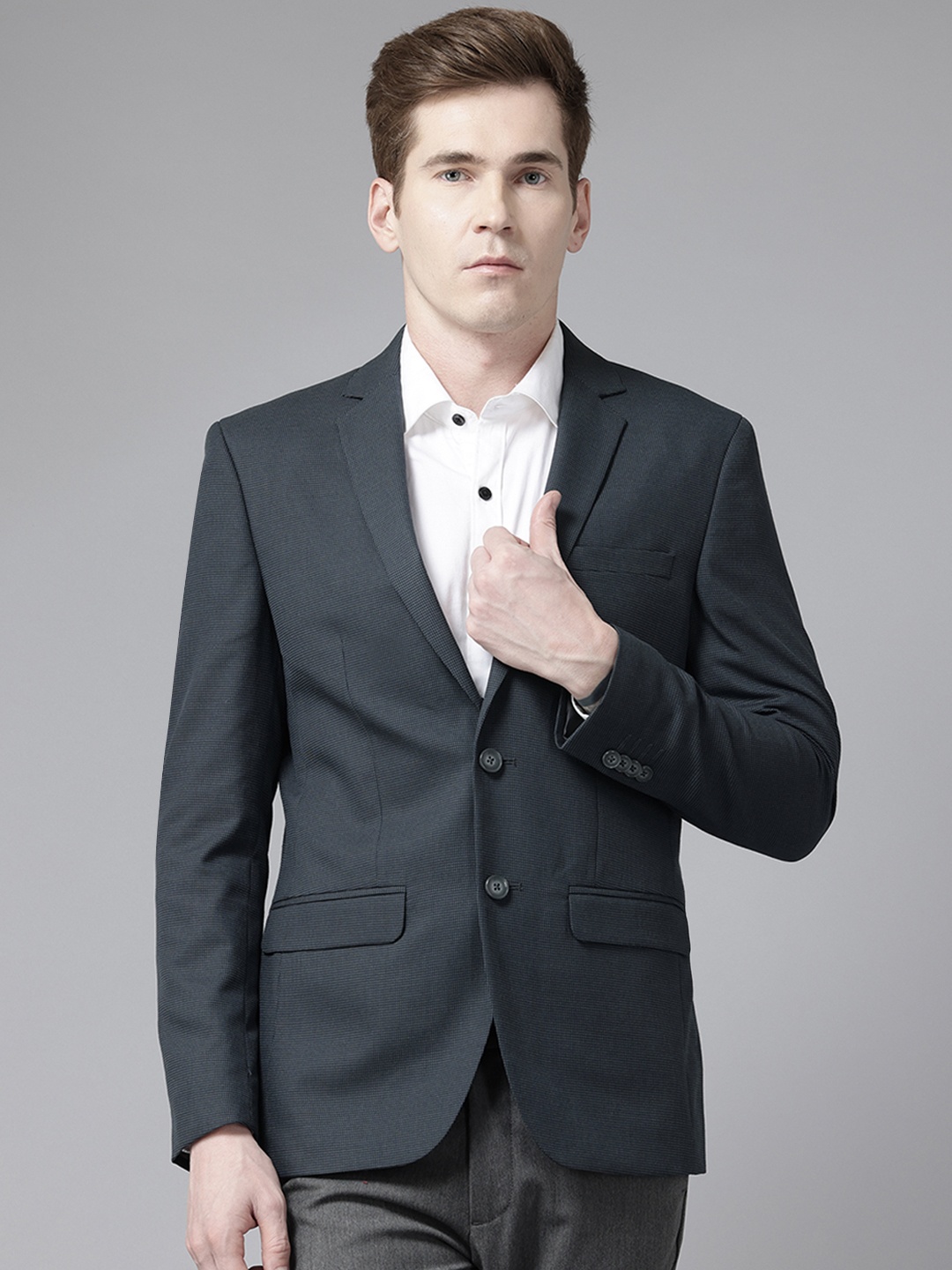 

Park Avenue Single-Breasted Slim Fit Formal Blazer, Grey