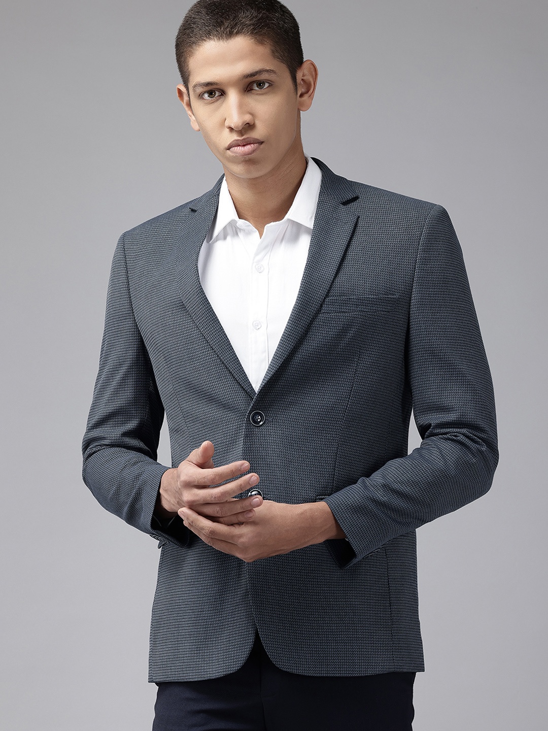 

Park Avenue Super Slim Fit Single-Breasted Blazer, Grey