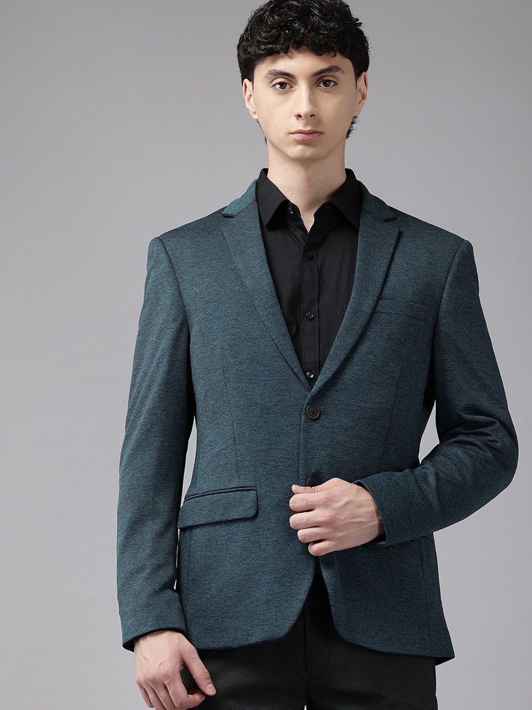 

Park Avenue Super Slim Fit Single-Breasted Blazer, Teal