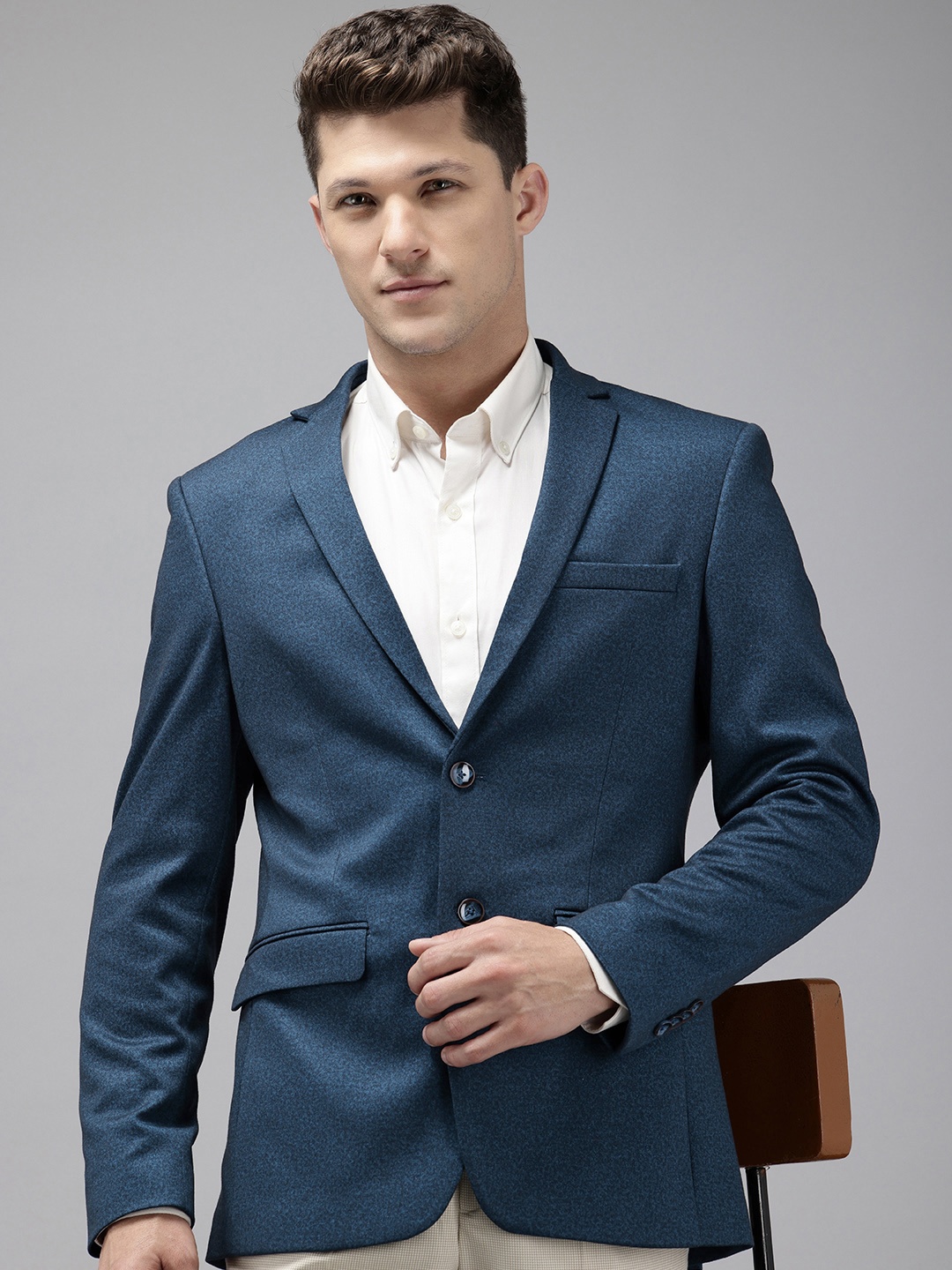 

Park Avenue Notched Lapel Single Breasted Super Slim Fit Formal Blazer, Teal