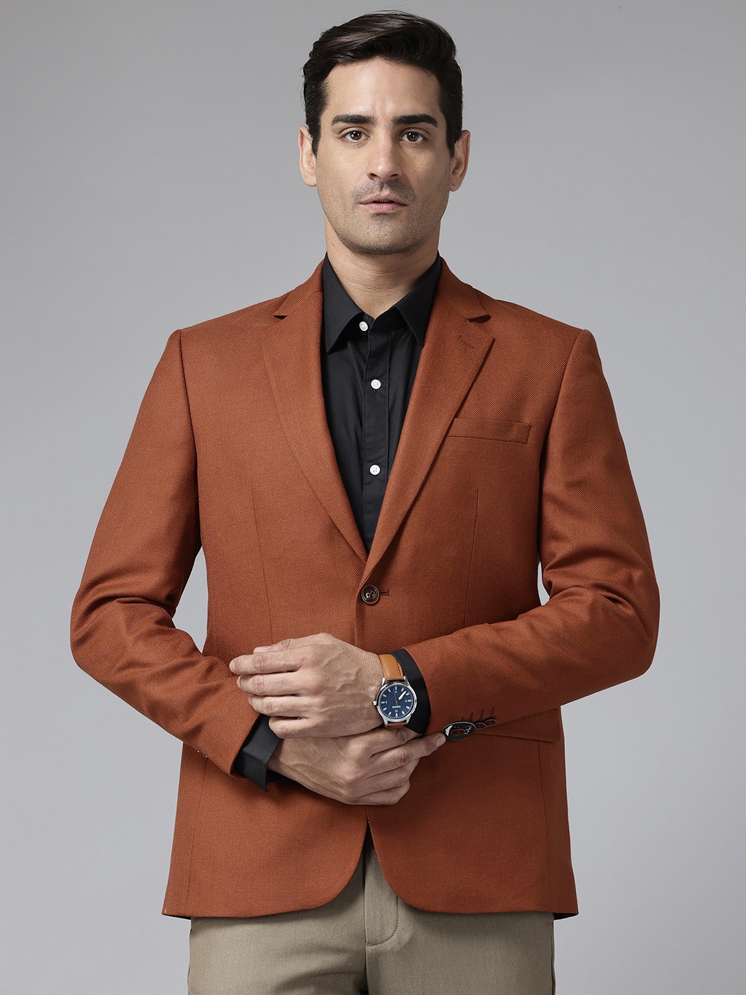 

Park Avenue Single-Breasted Formal Blazer, Rust