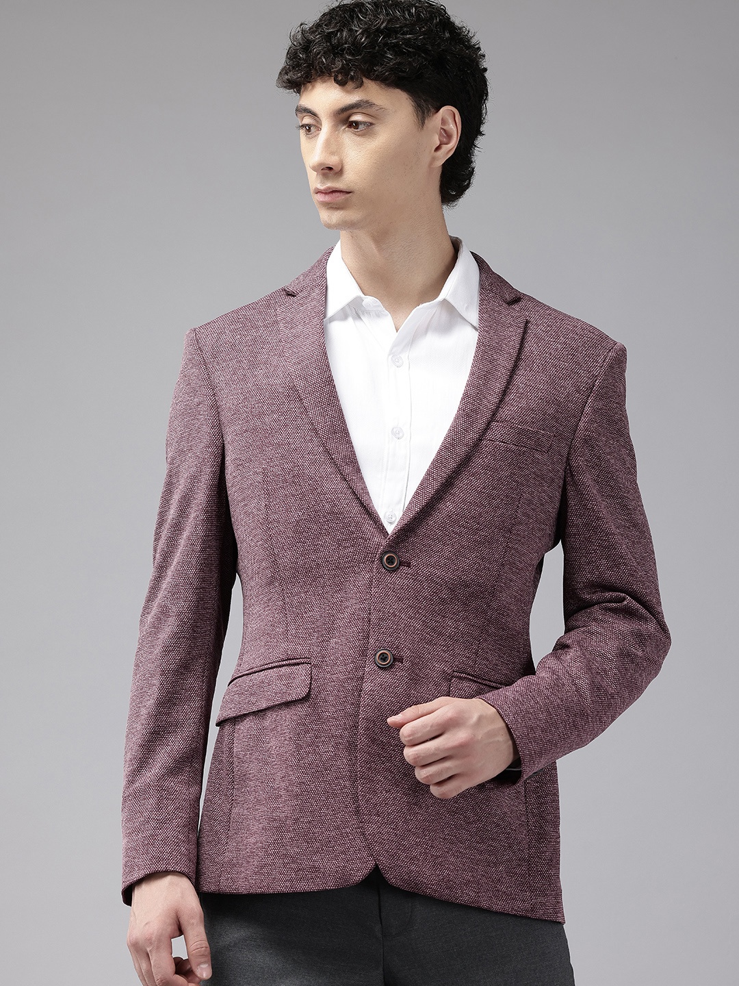 

Park Avenue Super Slim Fit Single-Breasted Blazer, Purple