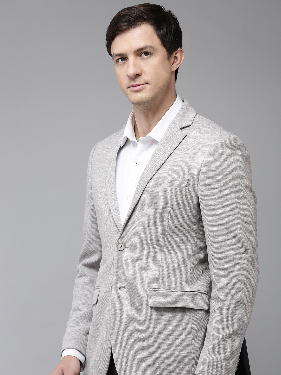 

Park Avenue Notched Lapel Single Breasted Super Slim Fit Formal Blazer, Grey