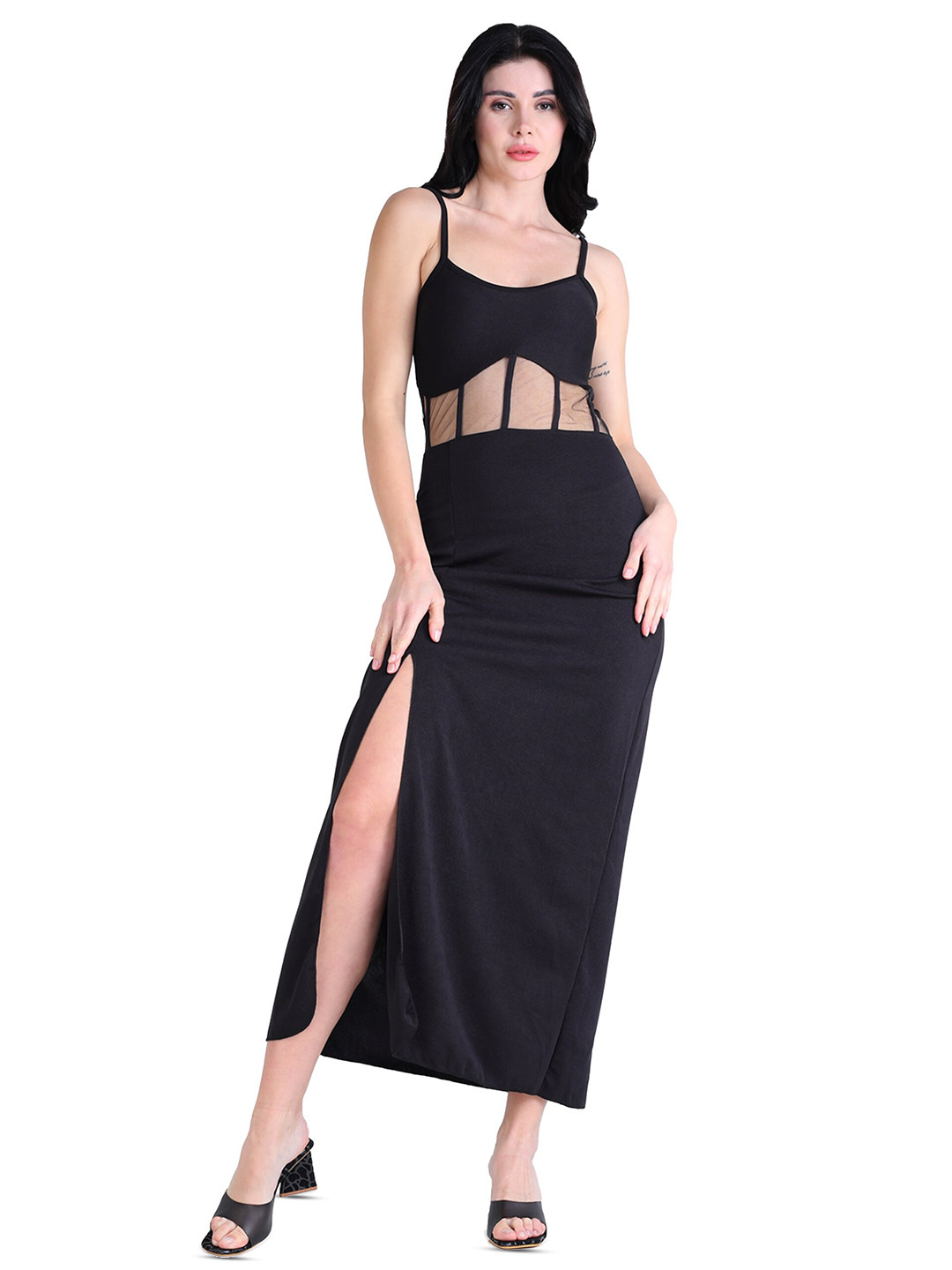 

CLAFOUTIS Crepe Maxi Dress, Black