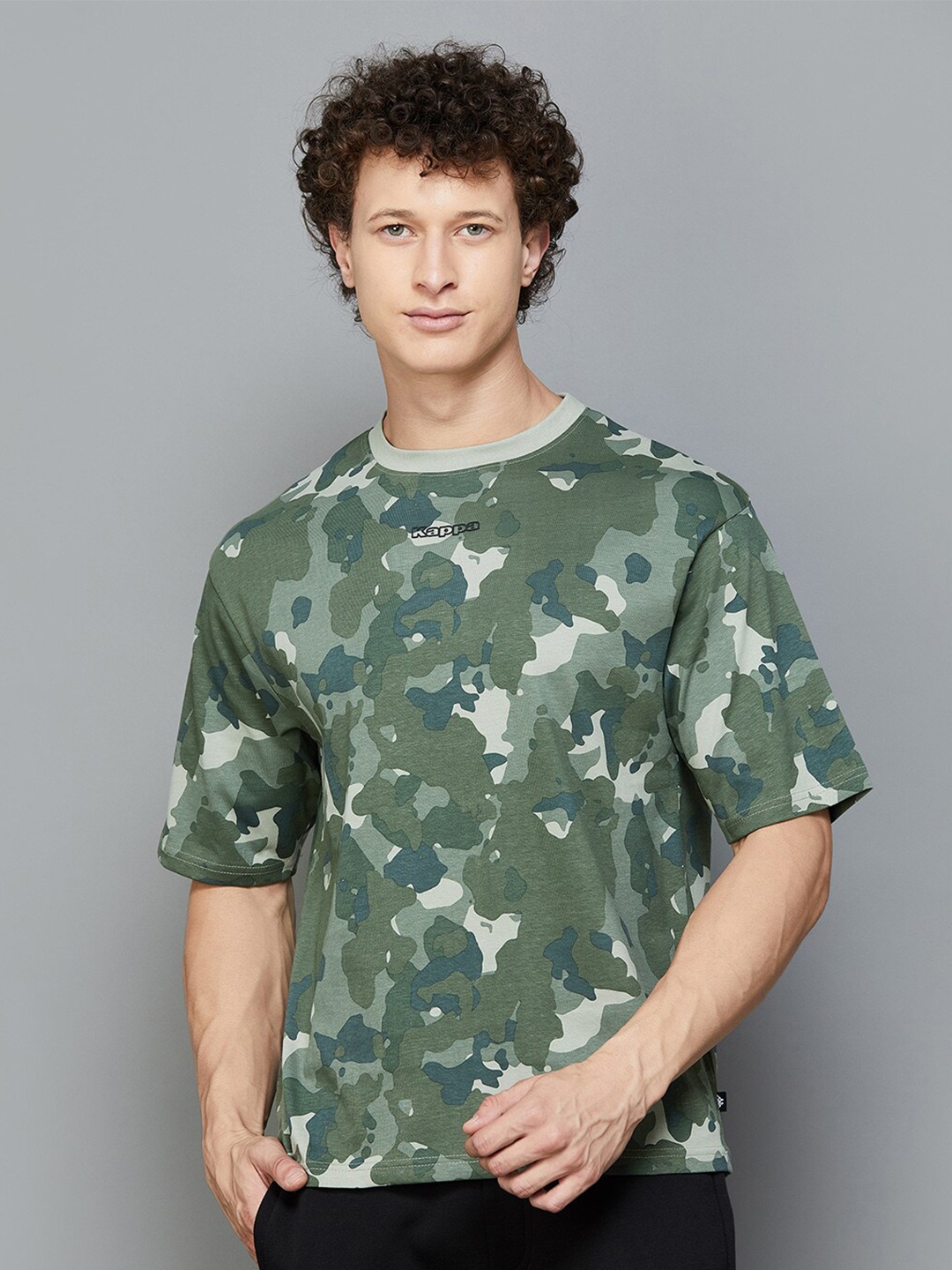 

Kappa Camouflage Printed Round Neck Cotton T-shirt, Olive