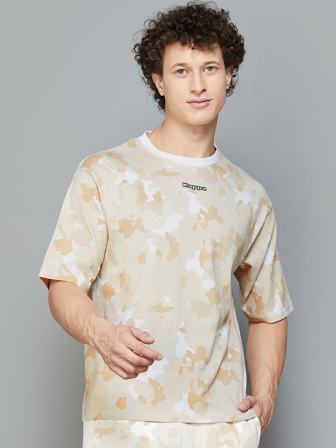 

Kappa Camouflage Printed Round Neck Cotton T-shirt, Off white