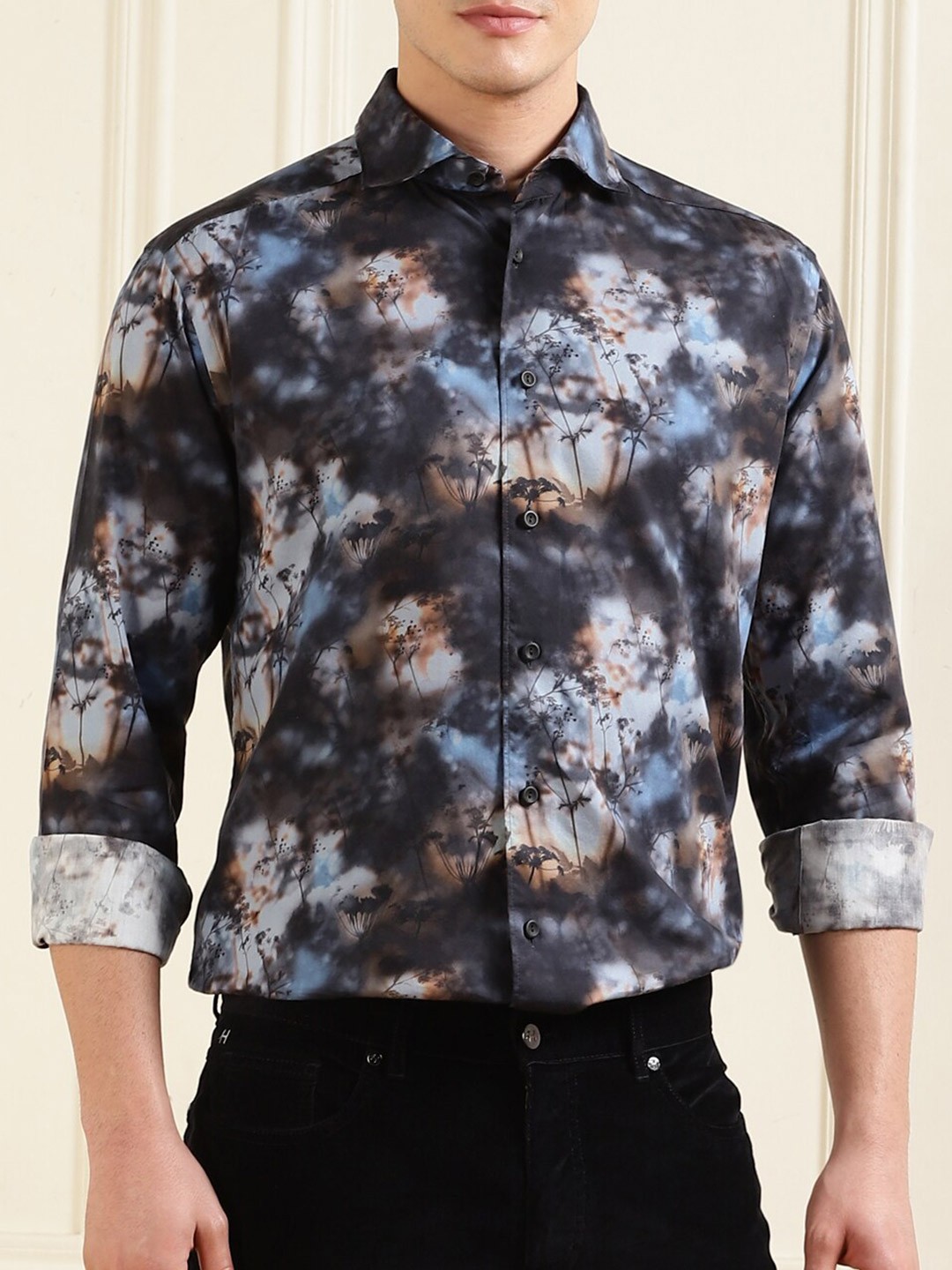 

Eton Tropical Printed Cotton Formal Shirt, Black