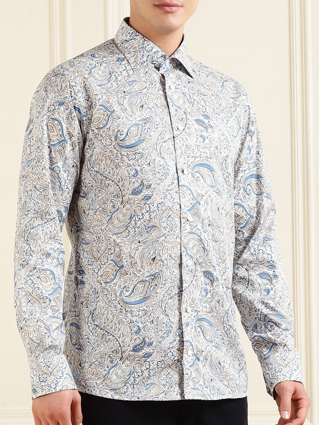 

Eton Ethnic Motifs Printed Cotton Formal Shirt, White