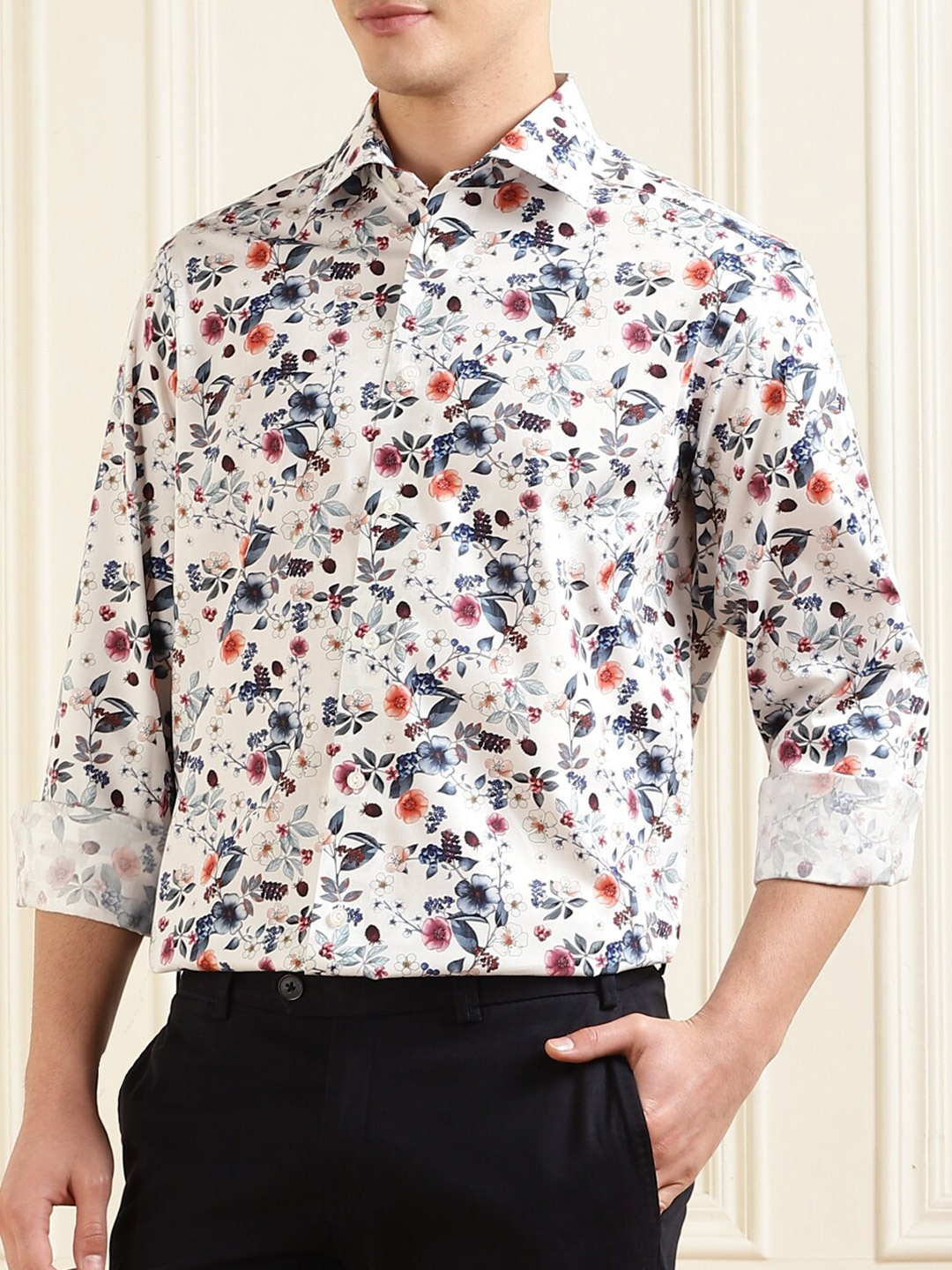 

Eton Floral Printed Cotton Formal Shirt, White