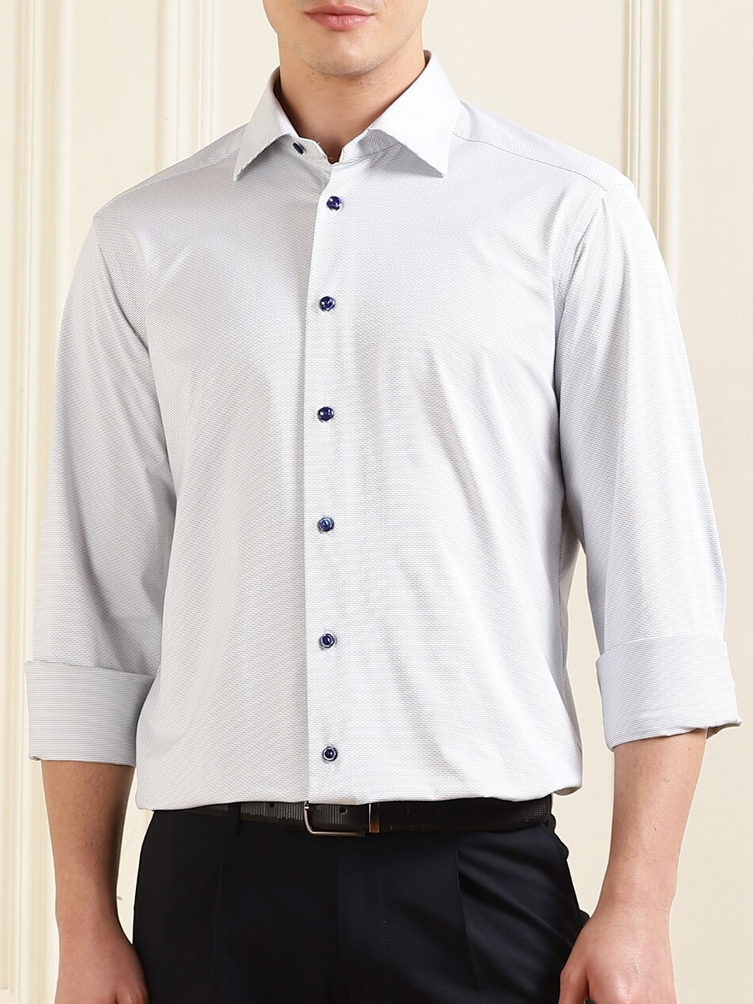 

Eton Self Design Cotton Formal Shirt, White