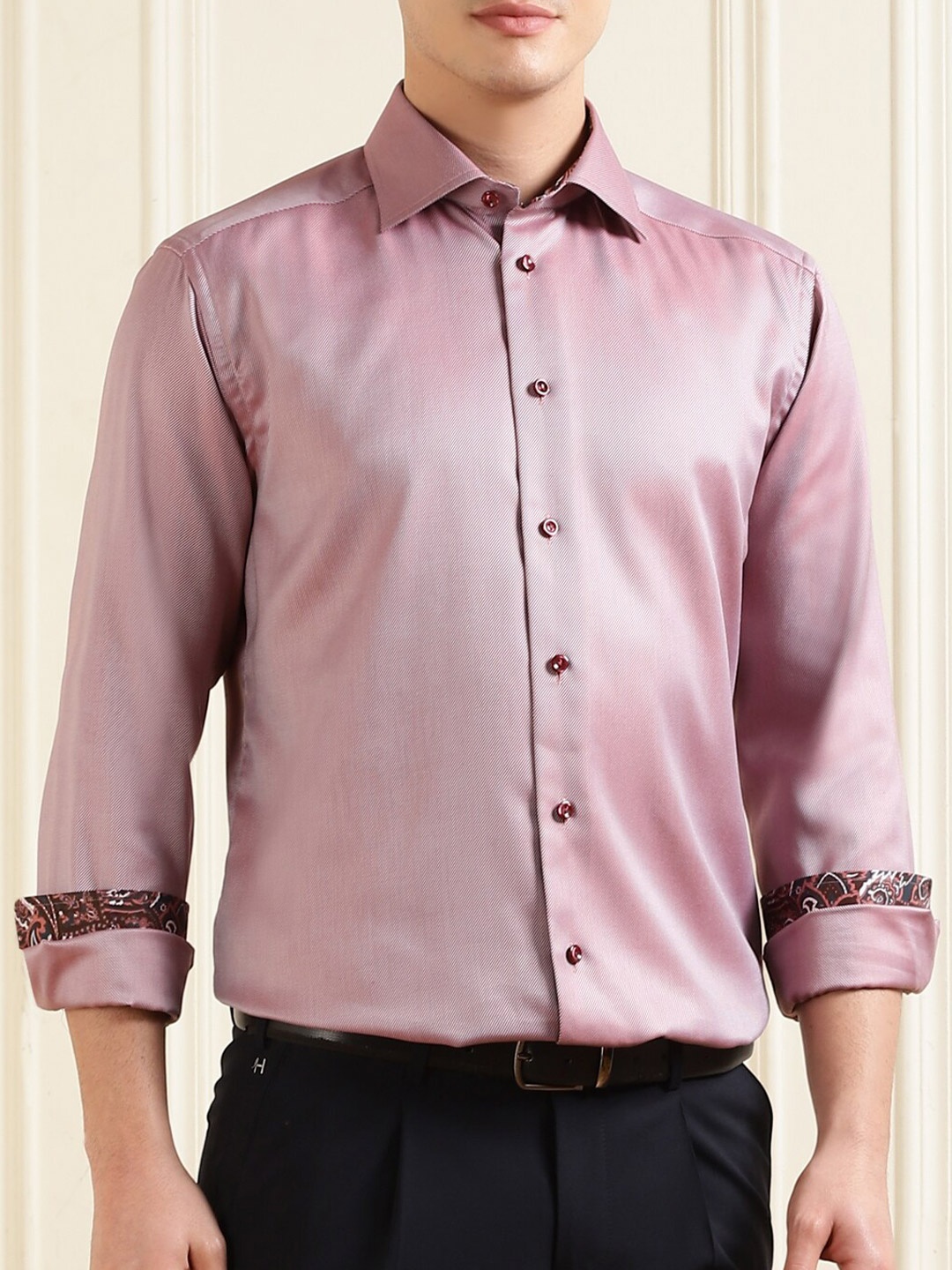 

Eton Spread Collar Cotton Formal Shirt, Red