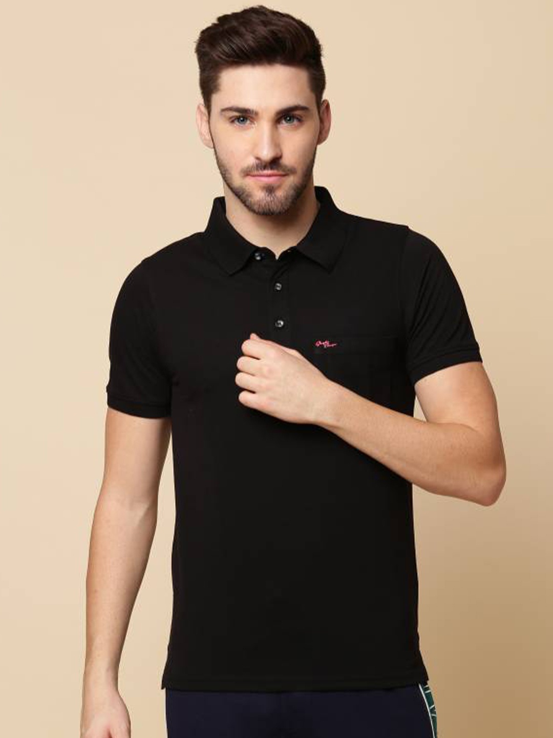 

Fort Collins Polo Collar Short Sleeves Cotton T-shirt, Black