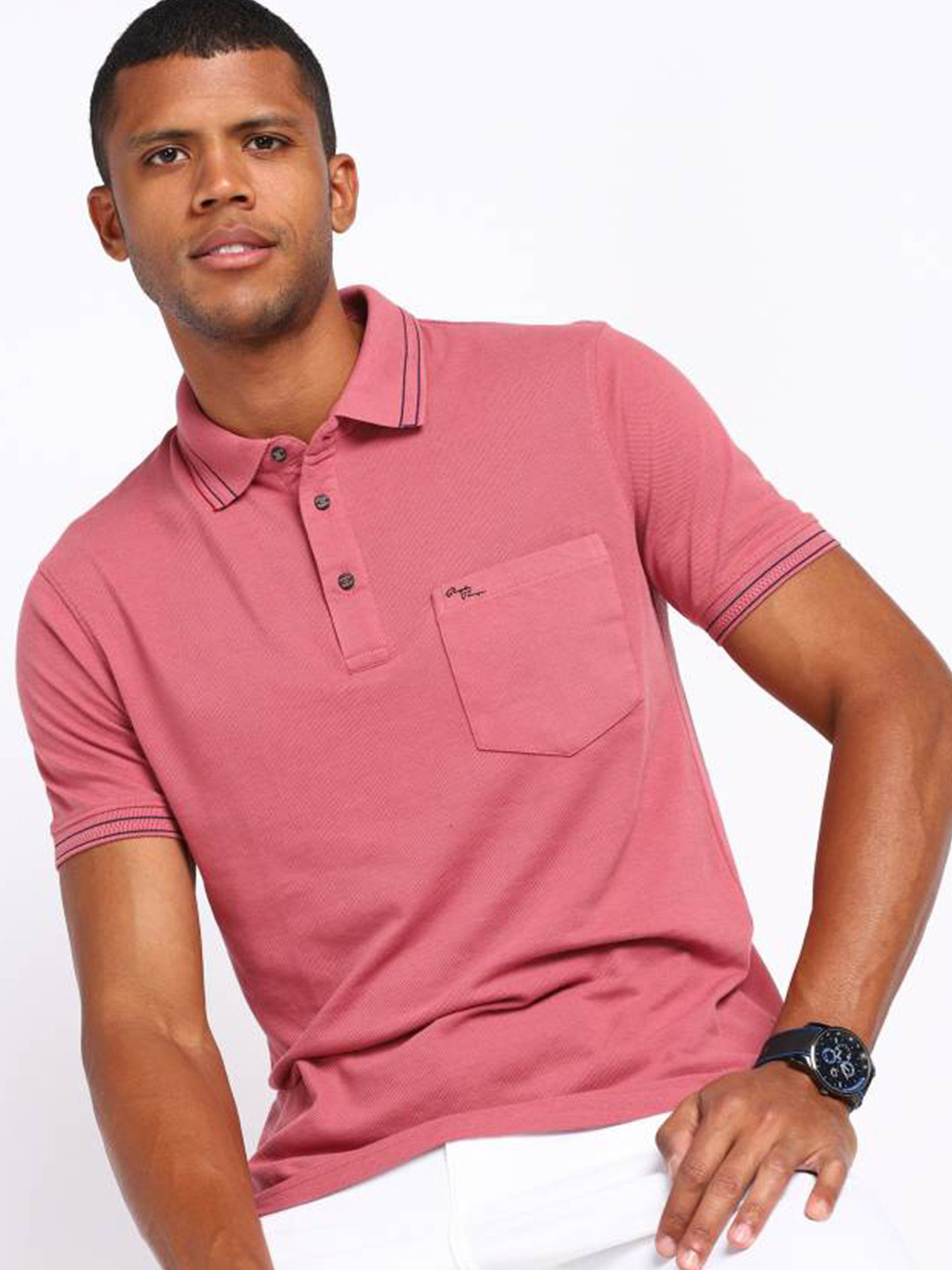 

Fort Collins Polo Collar Short Sleeves Cotton T-shirt, Pink