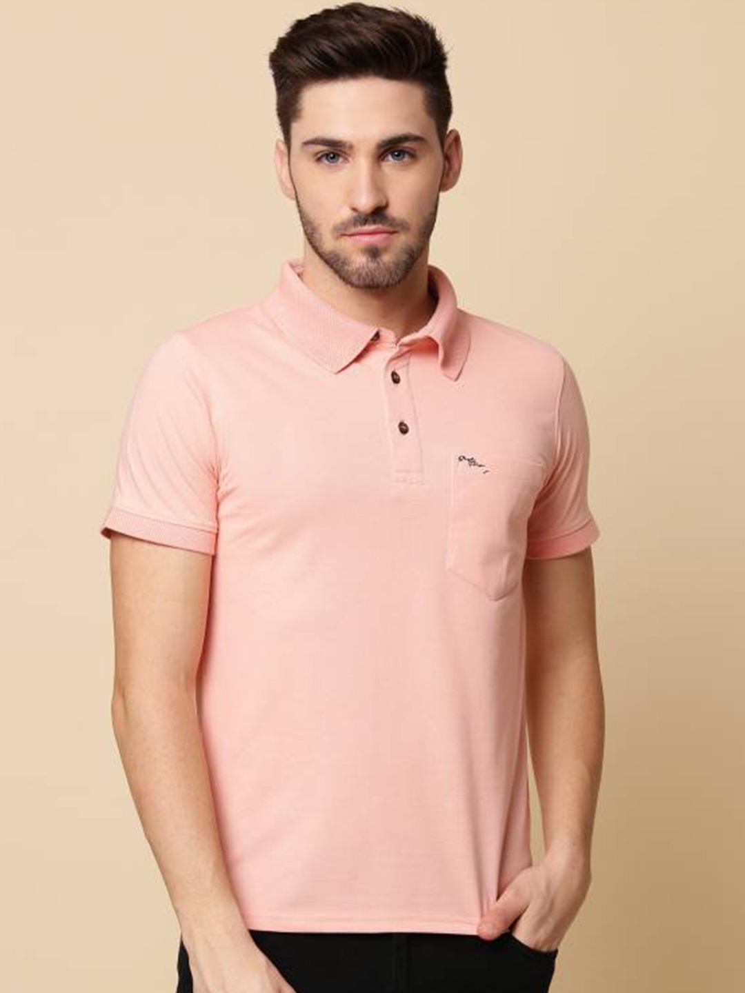 

Fort Collins Polo Collar Short Sleeves Cotton T-shirt, Peach