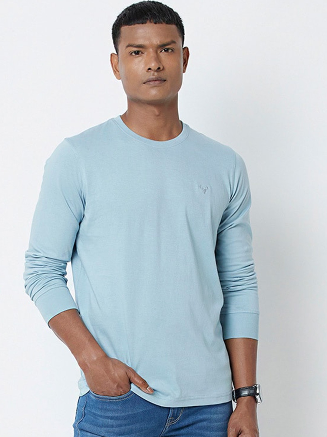 

Fort Collins Round Neck Long Sleeves Cotton T-shirt, Blue