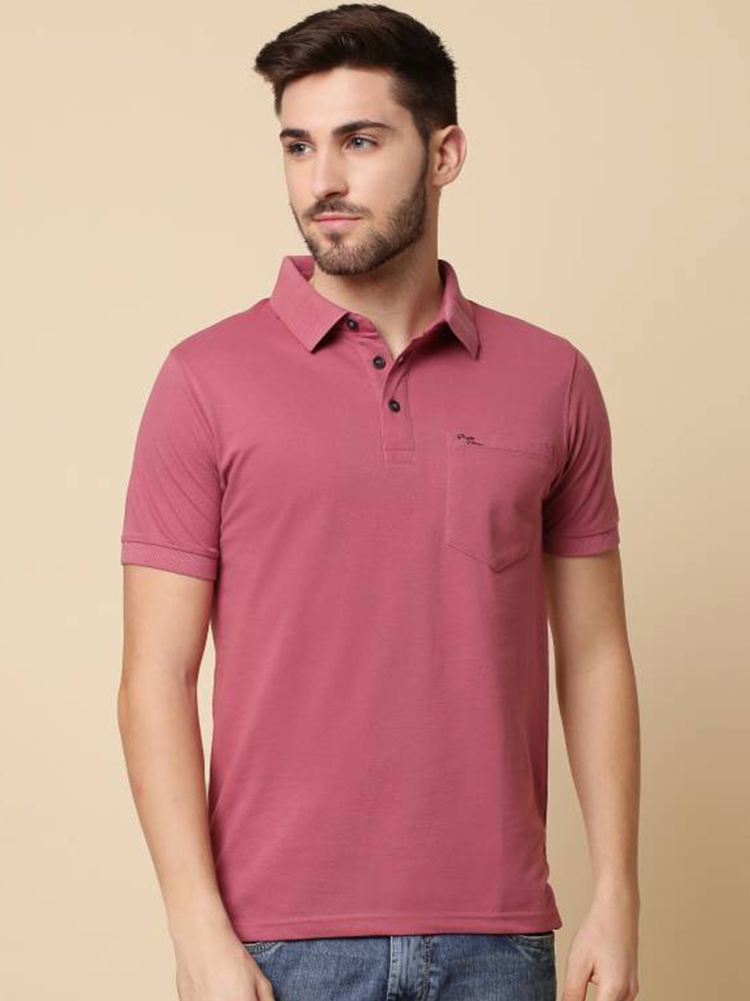 

Fort Collins Polo Collar Short Sleeves Cotton T-shirt, Pink