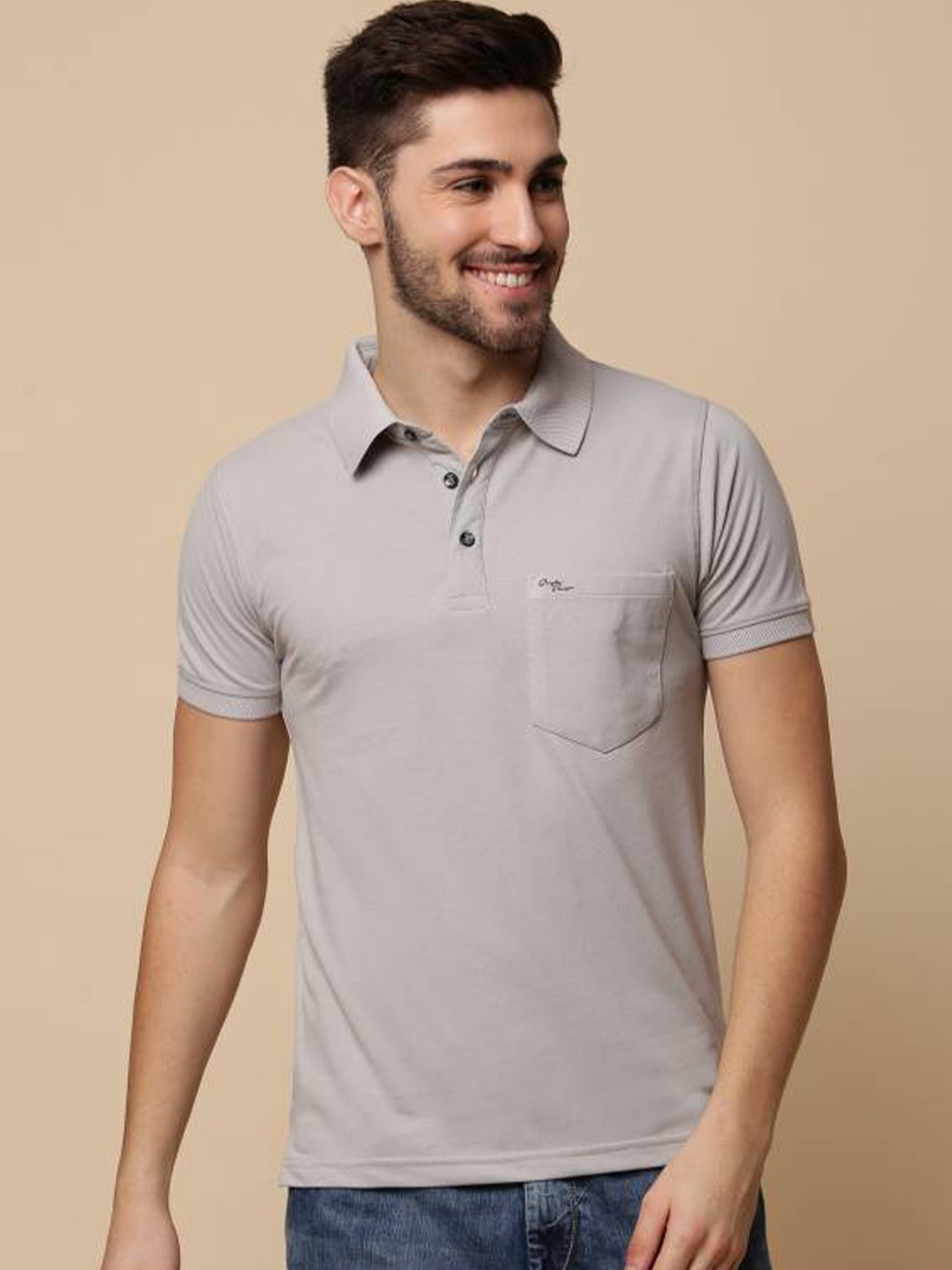 

Fort Collins Polo Collar Short Sleeves Cotton T-shirt, Grey