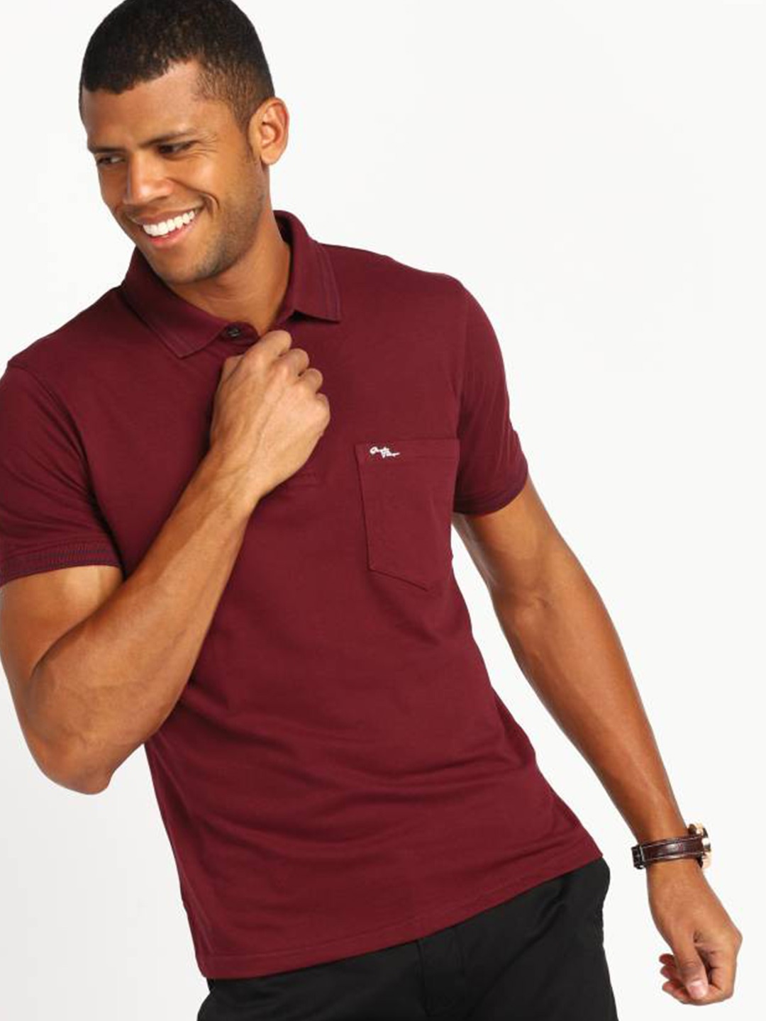 

Fort Collins Polo Collar Short Sleeves Cotton T-shirt, Maroon