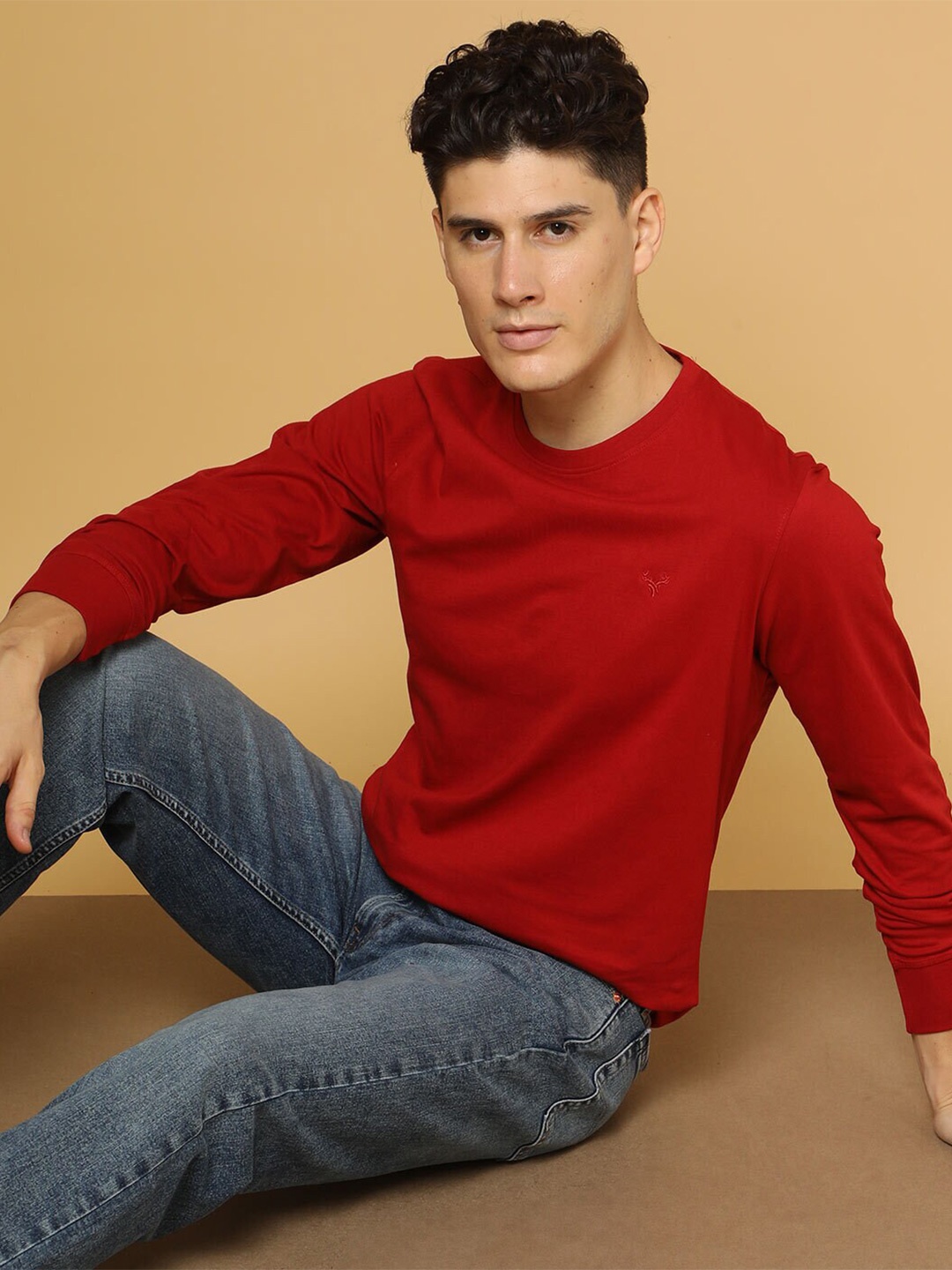 

Fort Collins Round Neck Long Sleeves Cotton T-shirt, Red