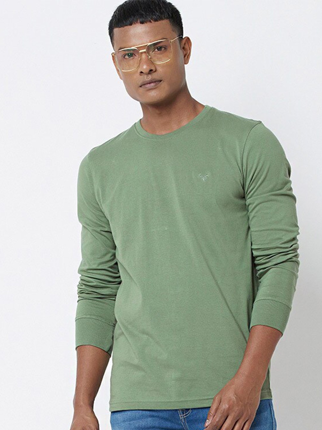 

Fort Collins Round Neck Long Sleeves Cotton T-shirt, Green