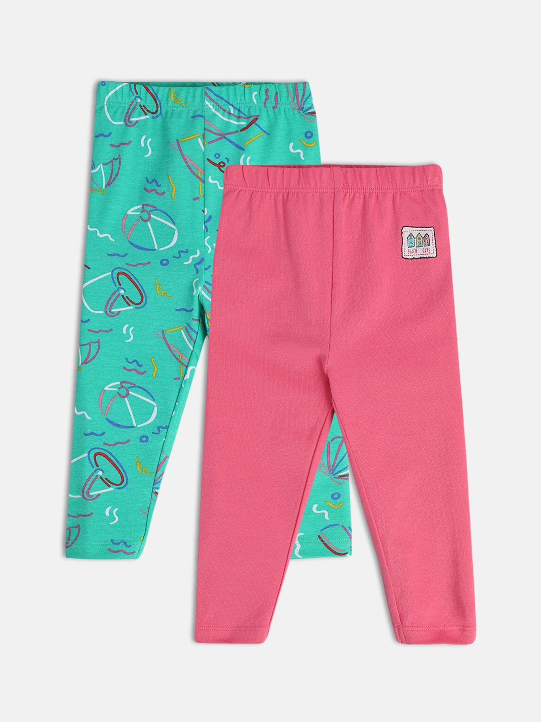 

MINI KLUB Infants Girls Pack Of 2 Ankle Length Leggings, Pink