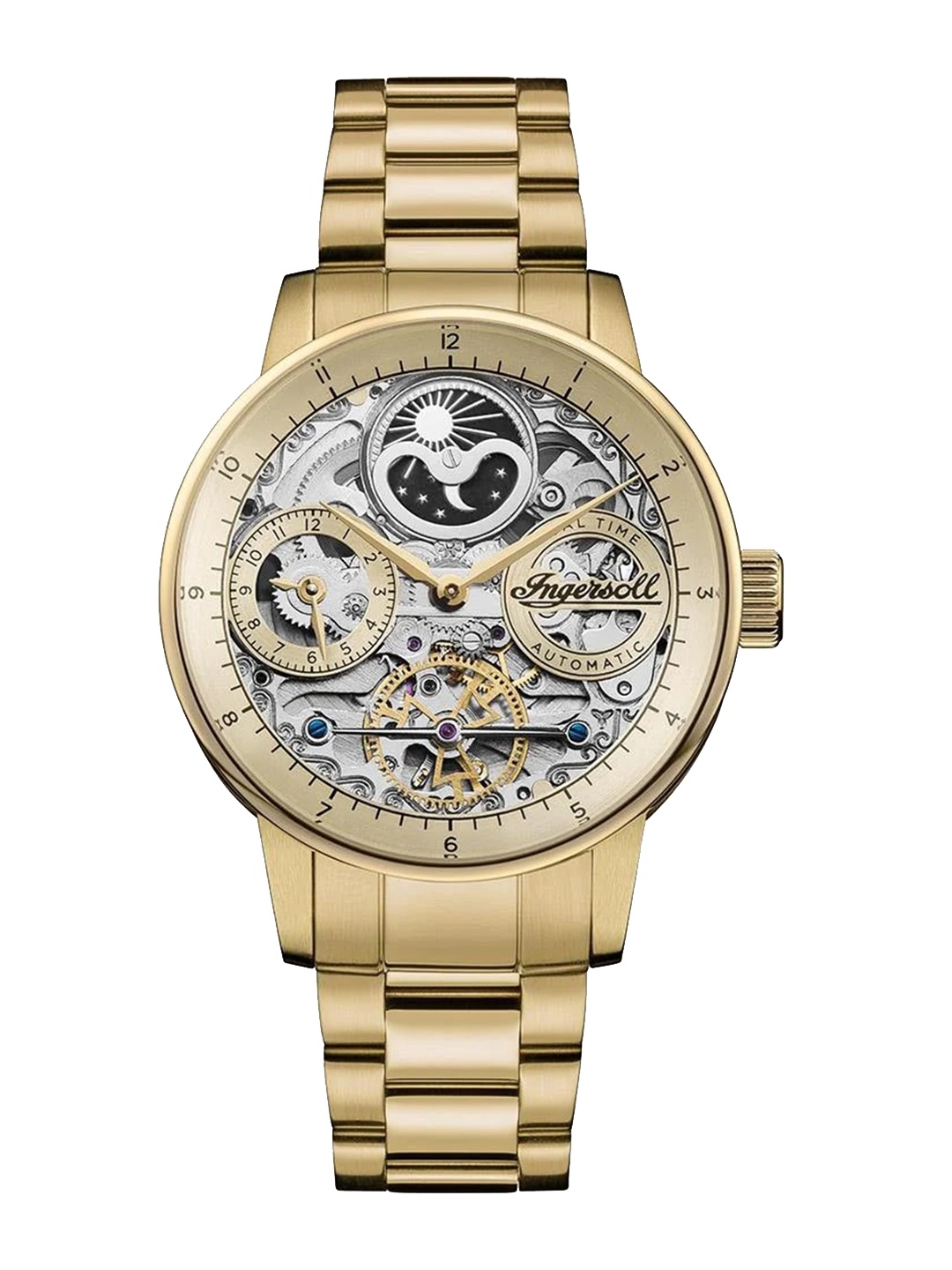 

Ingersoll Men Skeleton Dial & Stainless Steel Analogue Automatic Watch I07711, Gold