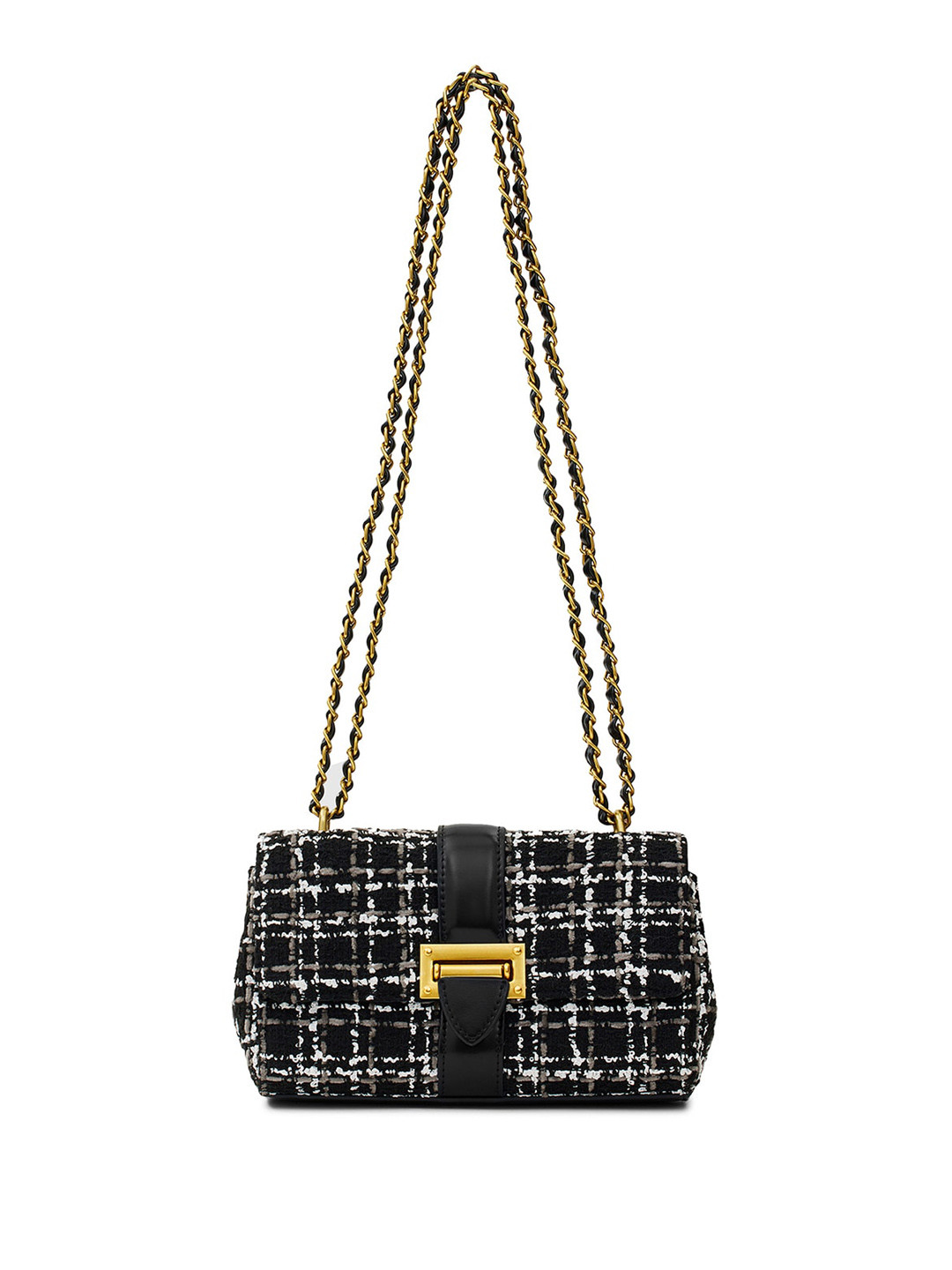 

MIRAGGIO Checked Structured Shoulder Bag, Black