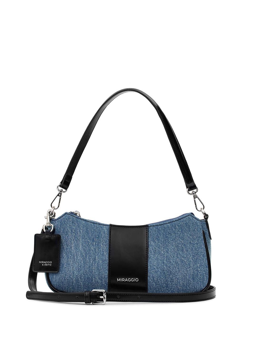 

MIRAGGIO Denim Shoulder Bag with Detachable & Adjustable Crossbody Strap, Blue