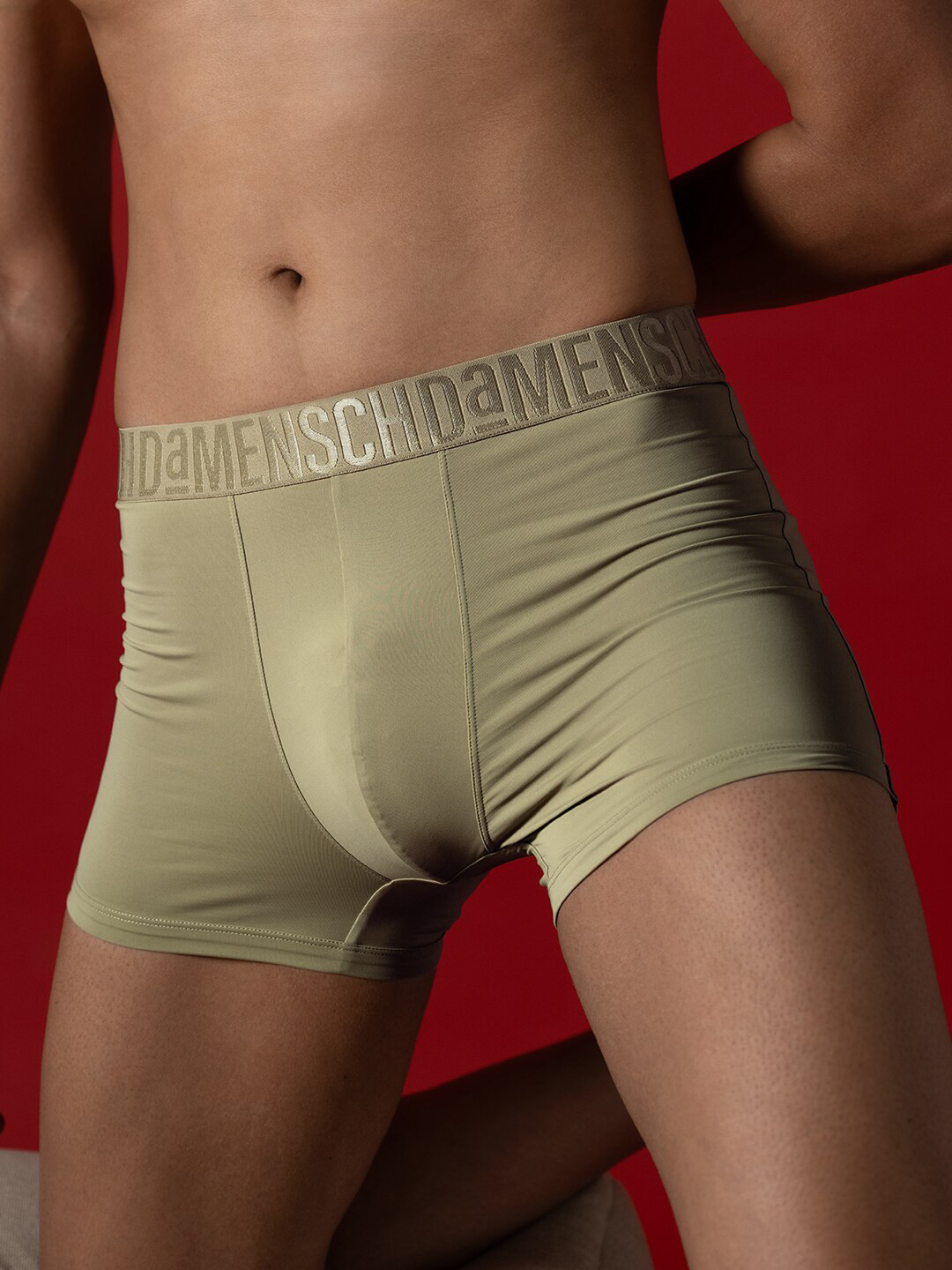 

DAMENSCH Men Supremely Lightweight Premium Sheen No Curl Waistband Unreal Trunk, Green