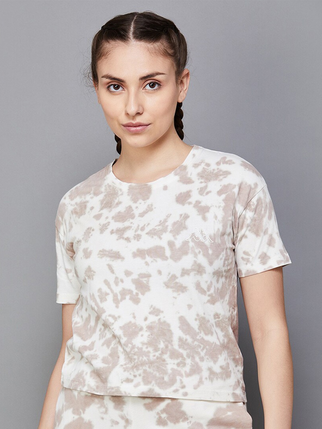 

Kappa Camouflage Printed Round Neck Cotton Gym T-shirt, White