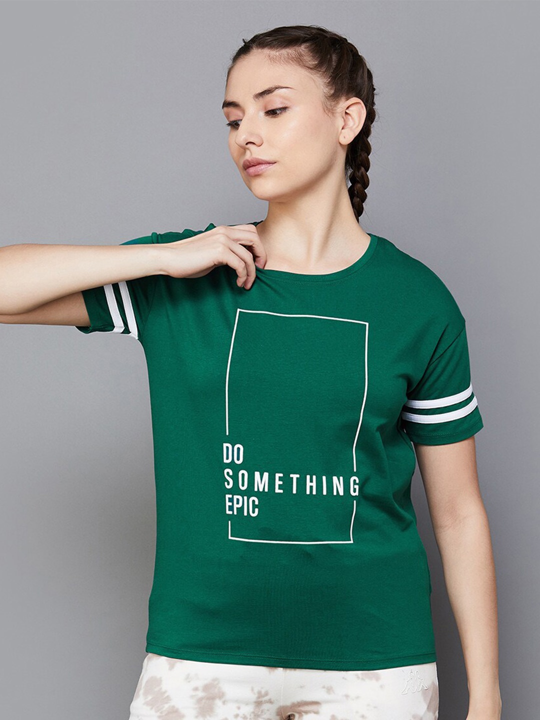 

Kappa Typography Printed Cotton Gym T-shirt, Green