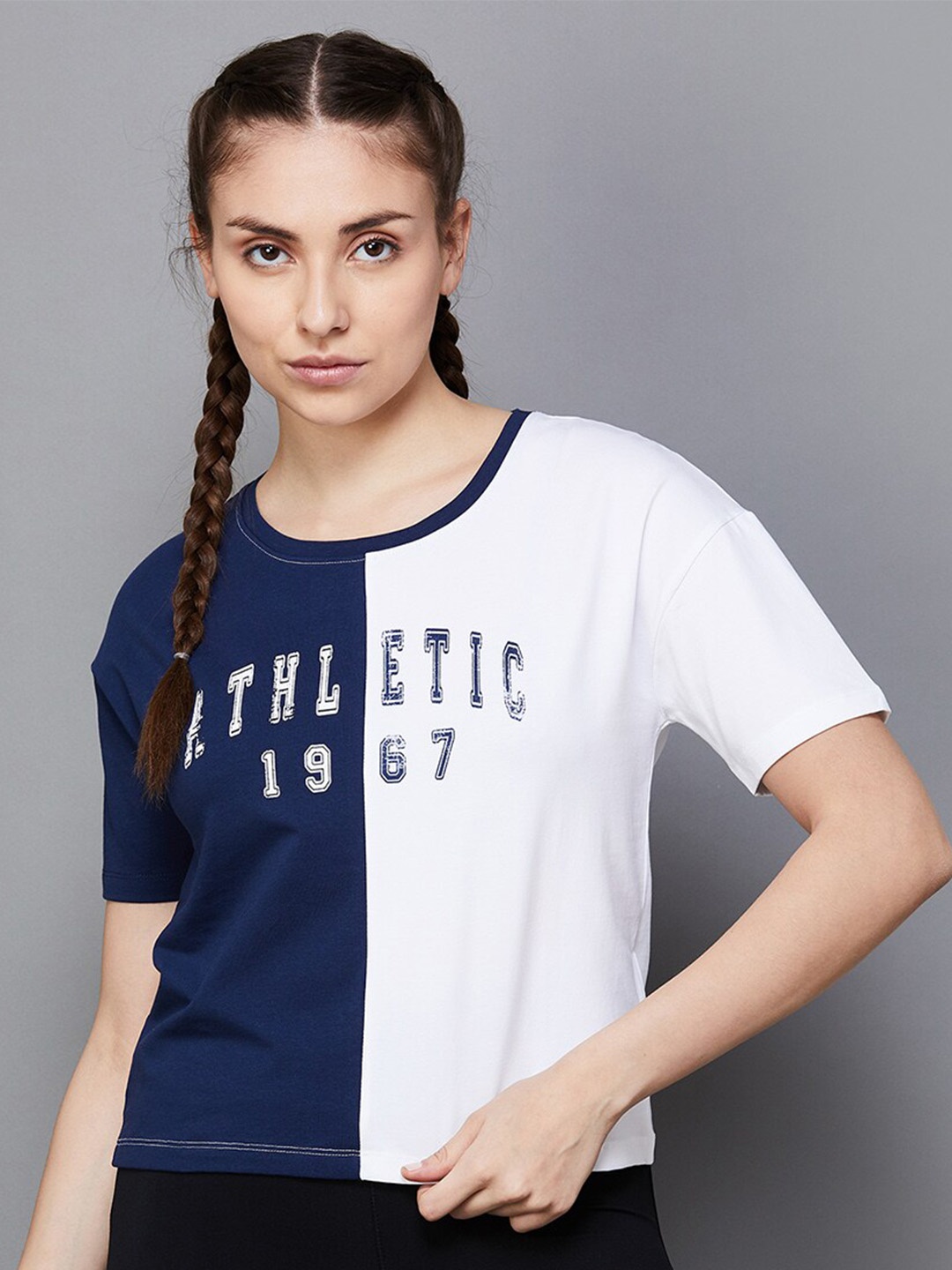 

Kappa Colourblocked Round Neck Cotton T-shirt, Blue