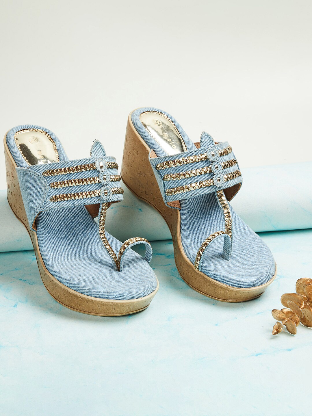 

Melange by Lifestyle Embellished Open Toe Wedge Heels, Blue