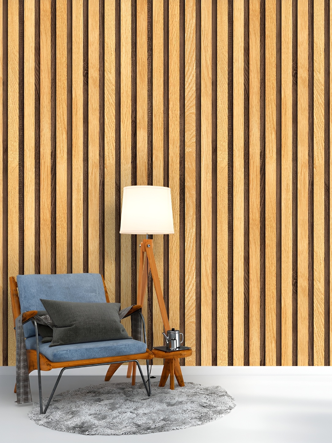 

Rosecraft Yellow & Brown Striped Self Adhesive Wall Paper