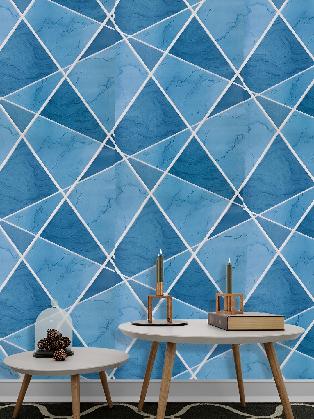 

Rosecraft Blue Self Adhesive Removable Wallpaper