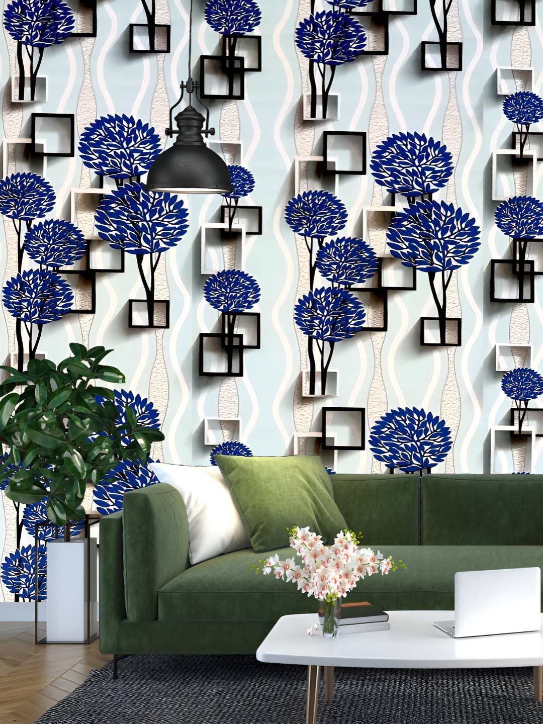 

Rosecraft Blue & White Floral Printed Self-Adhesive Wallpaper