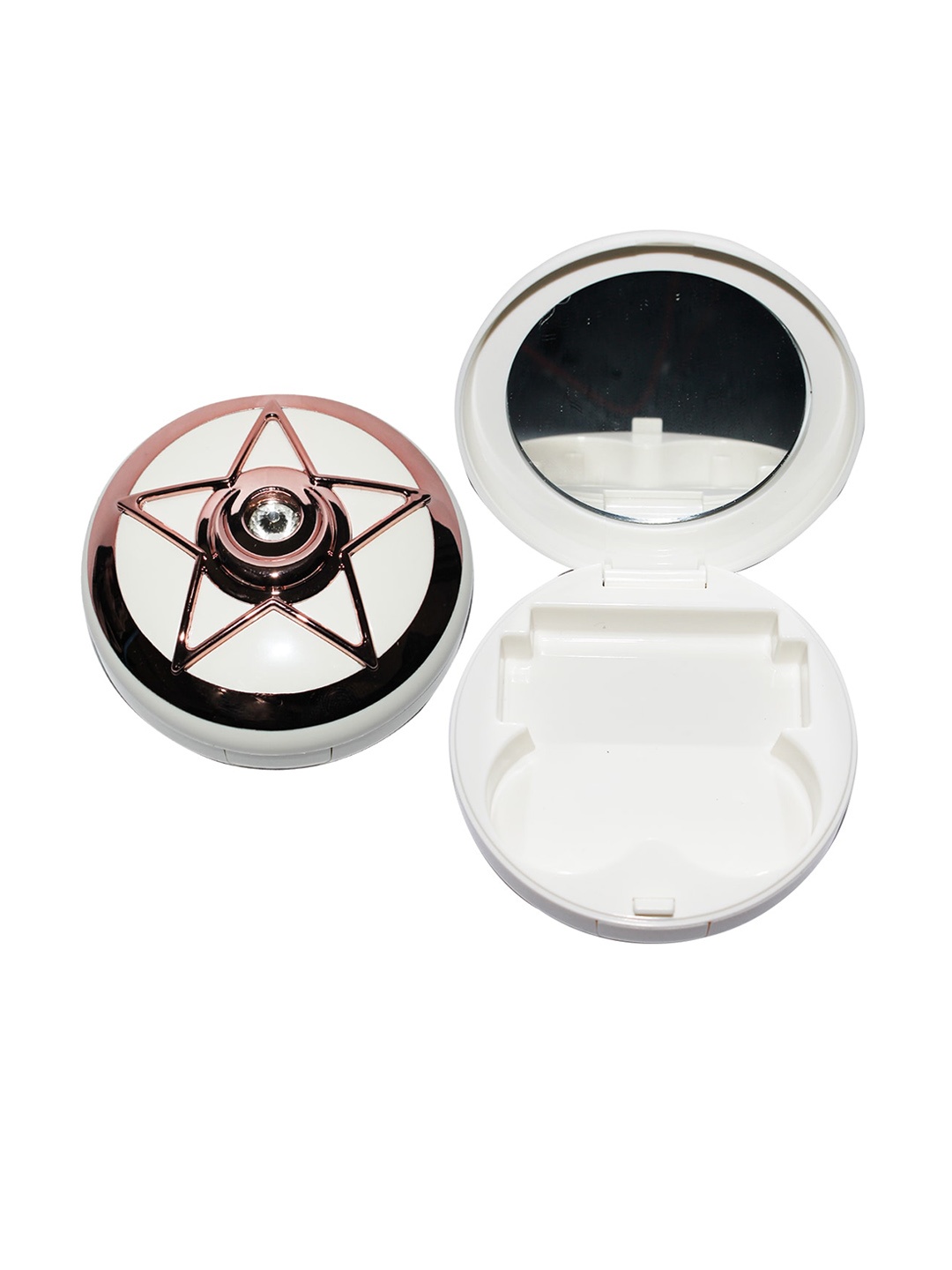 

COLOR STYLE Portable Foldable Hand Makeup Mirror Cum Box, Rose gold