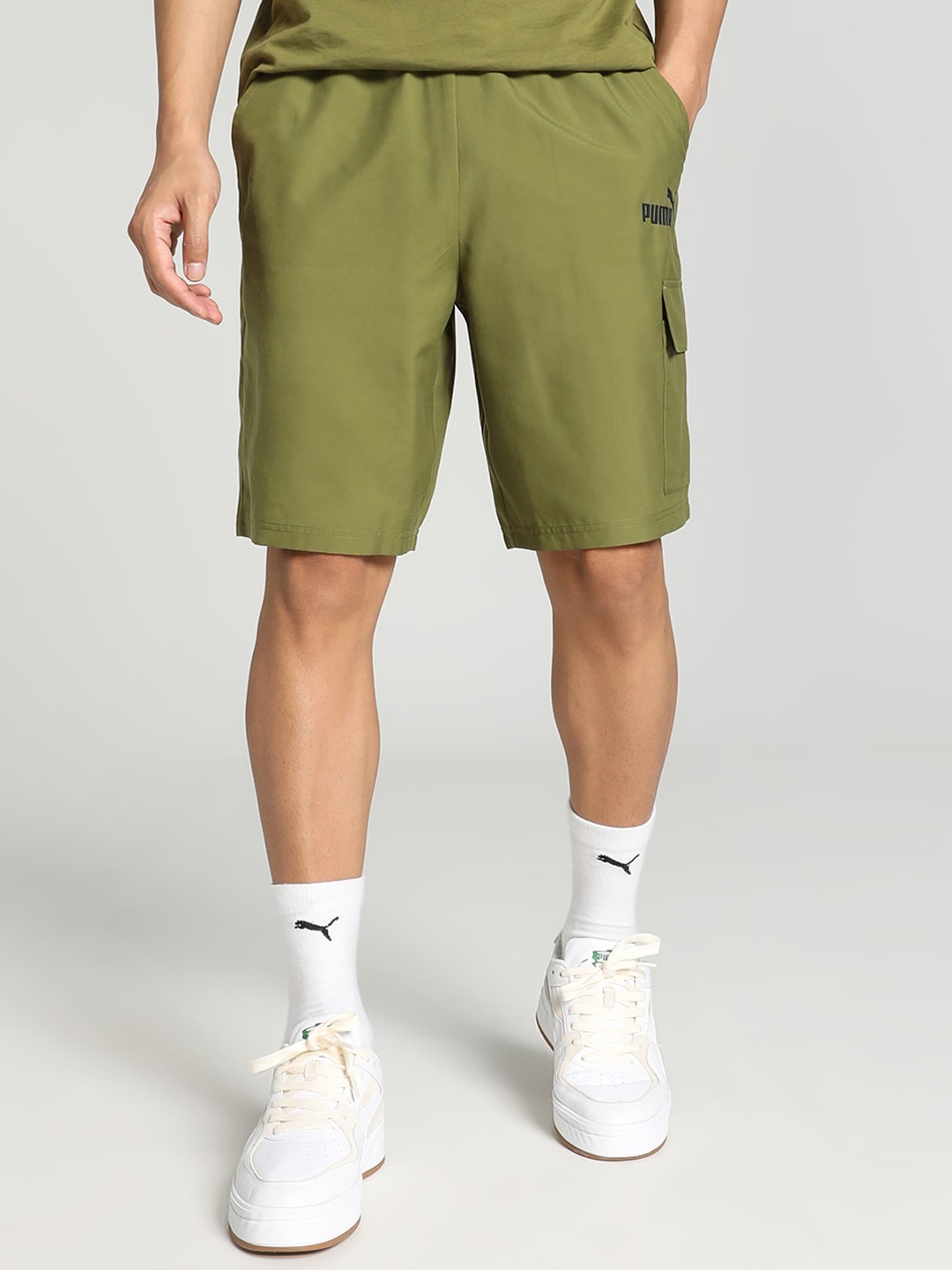 

Puma Men Mid-Rise Cargo Sports Shorts, Olive