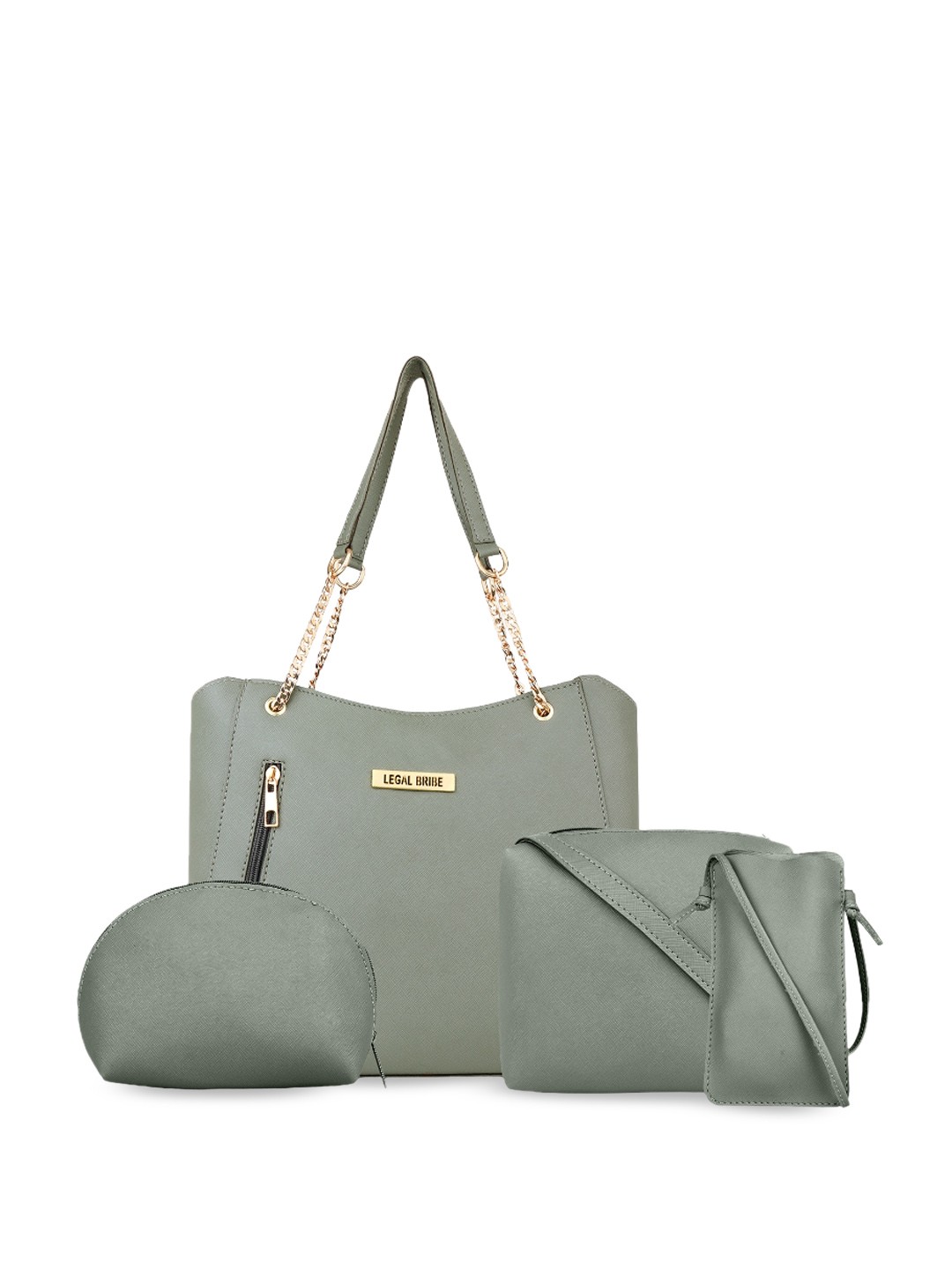 

LEGAL BRIBE Set of 4 Structured Bags, Green