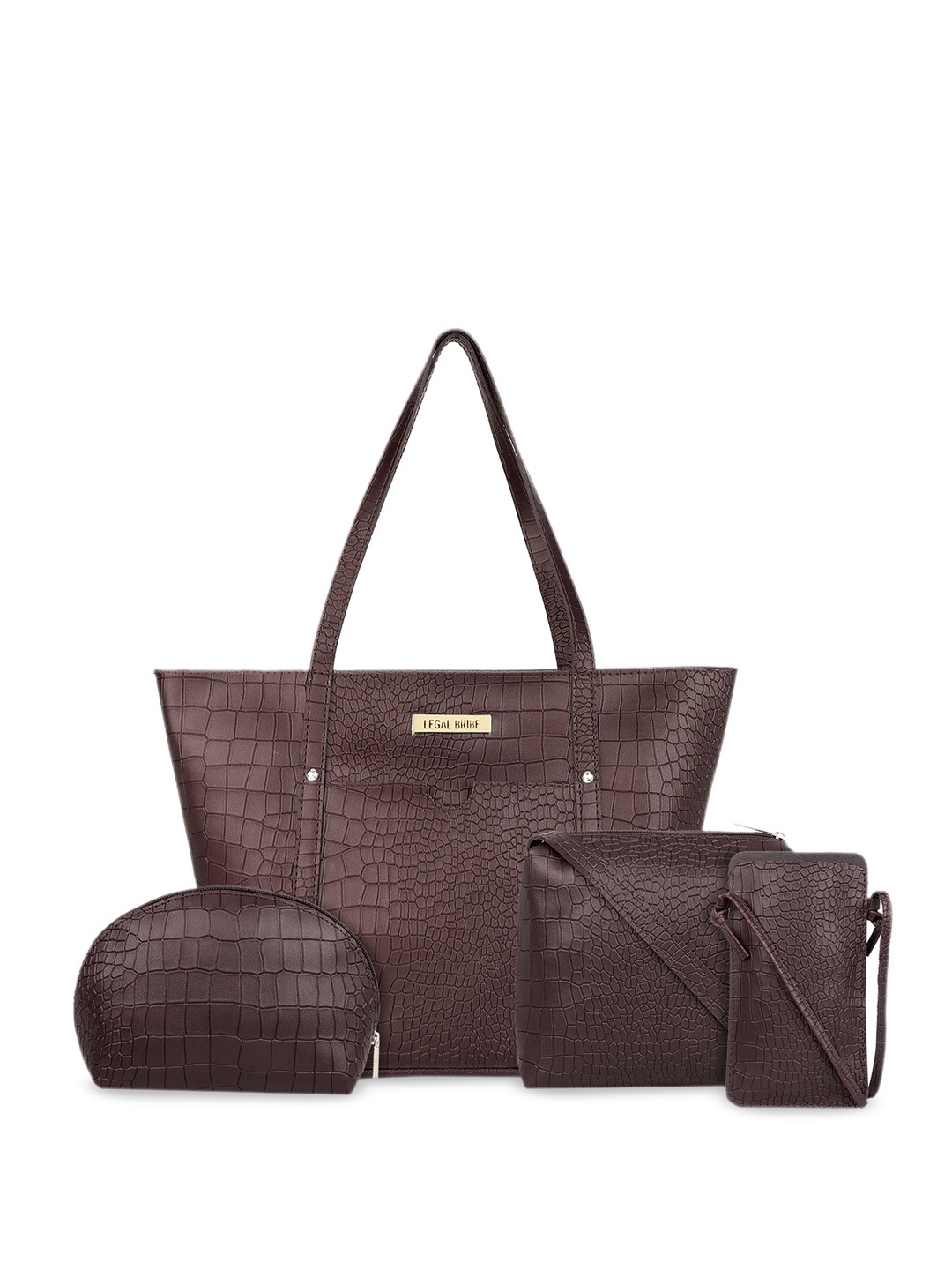 

LEGAL BRIBE Set of 4 Textured Bags, Brown